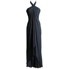 1970s Oscar De La Renta Silk Halter Gown