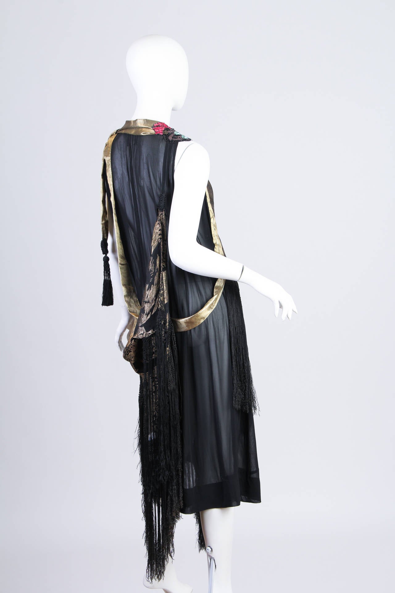 1920s Asymmetrical Dress with Beads, Lamé and Fringe In Excellent Condition In New York, NY