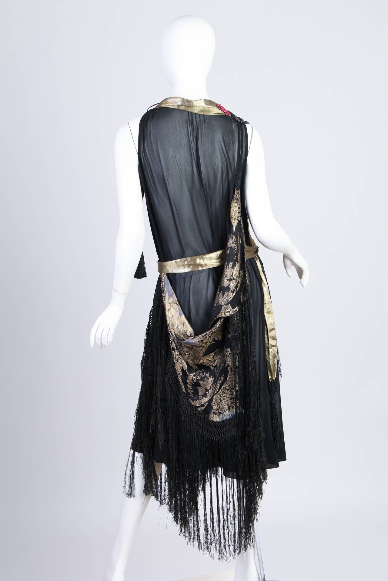 Women's 1920s Asymmetrical Dress with Beads, Lamé and Fringe