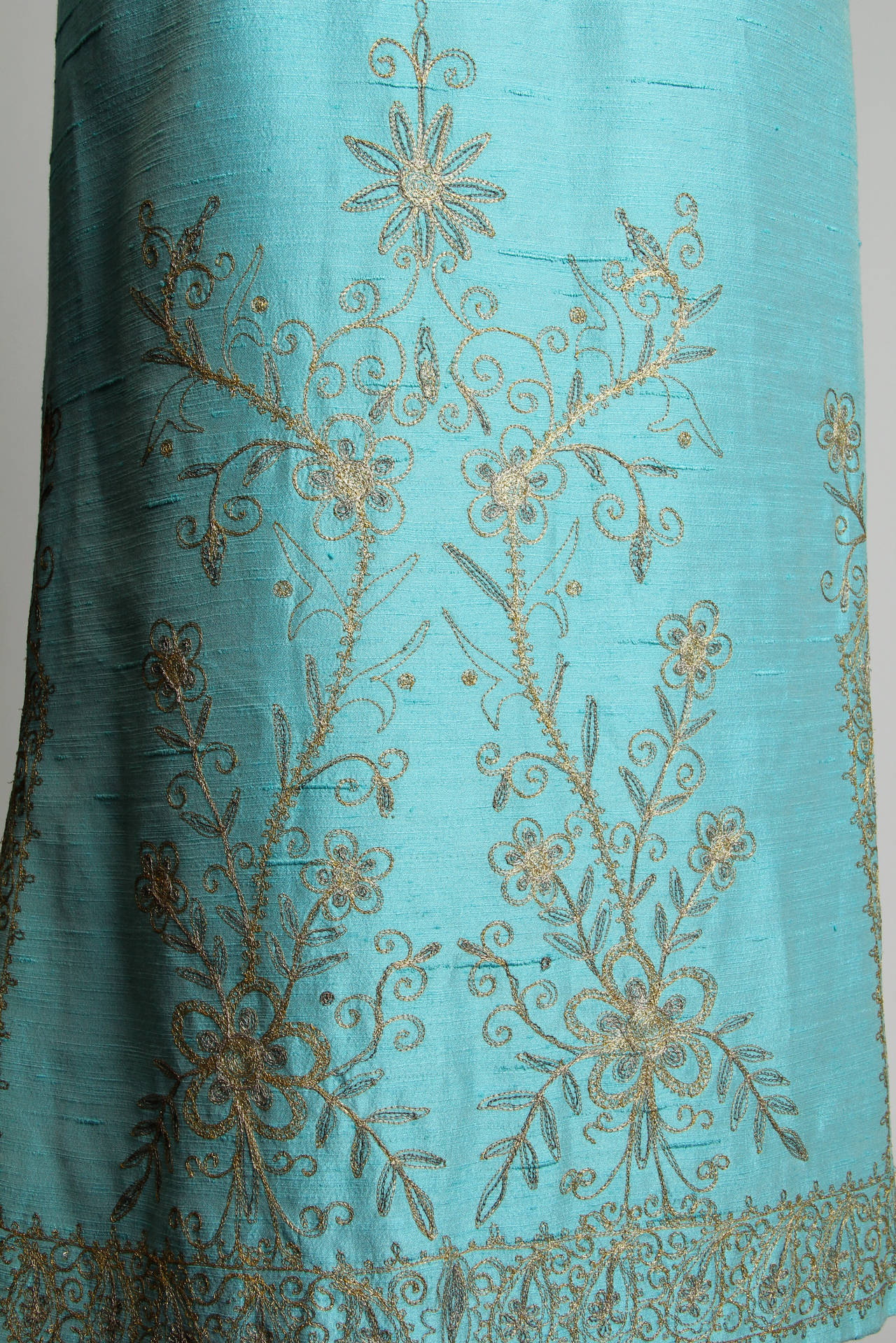 Women's or Men's Metallic Embroidered Silk Duster Kaftan from Lebanon