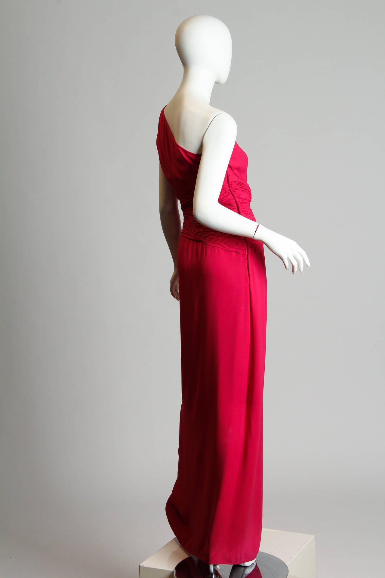 Red 1970s Valentino for Bergdorfs Fucia Pink Gown