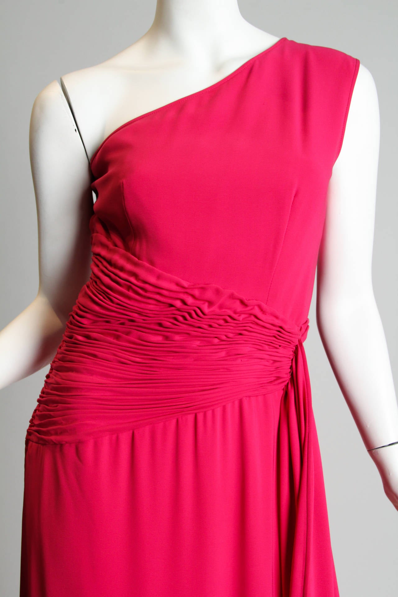Women's 1970s Valentino for Bergdorfs Fucia Pink Gown