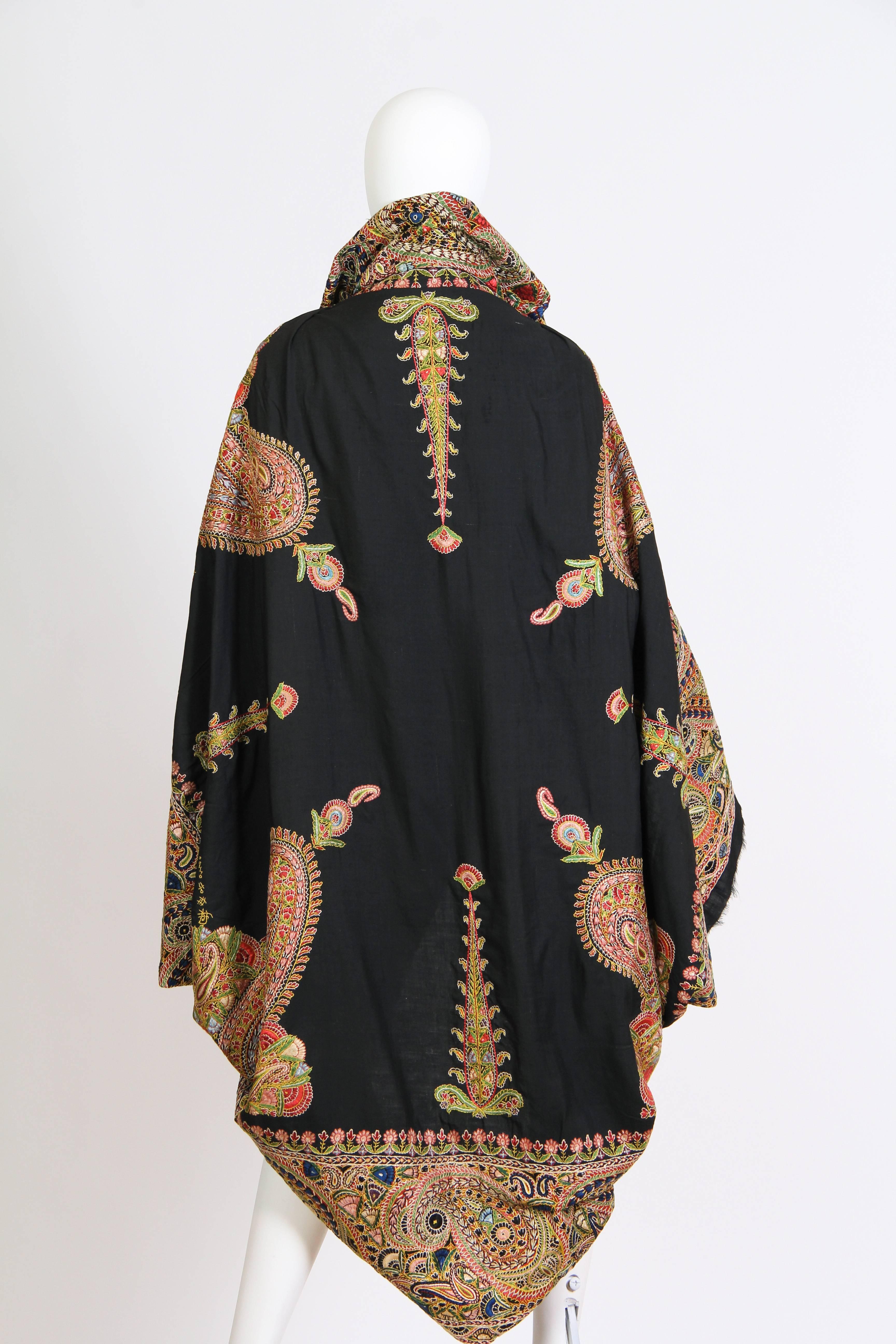 Antique Hand Embroidered  Paisley Cloak In Excellent Condition In New York, NY