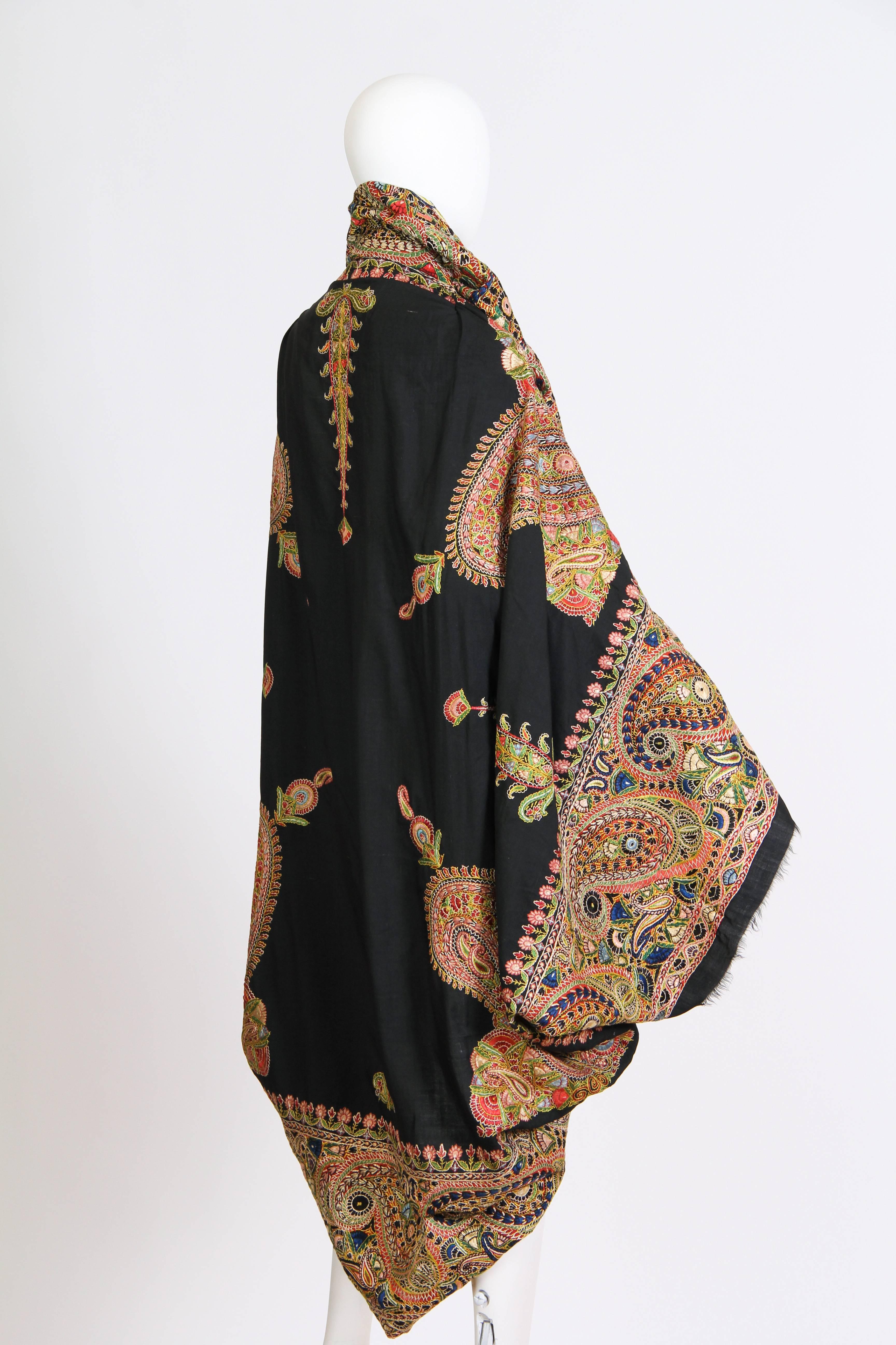 Brown Antique Hand Embroidered  Paisley Cloak