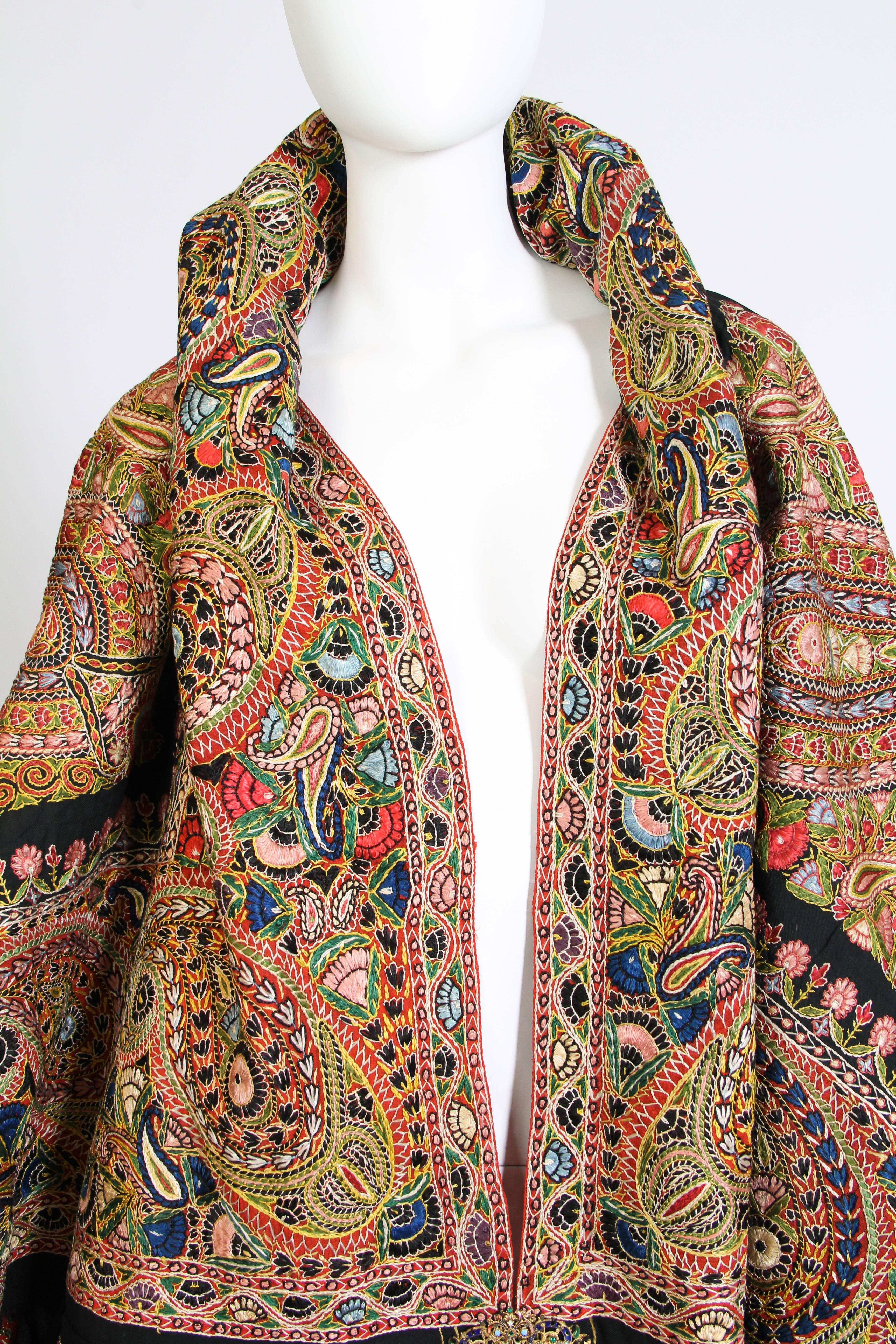 Women's Antique Hand Embroidered  Paisley Cloak