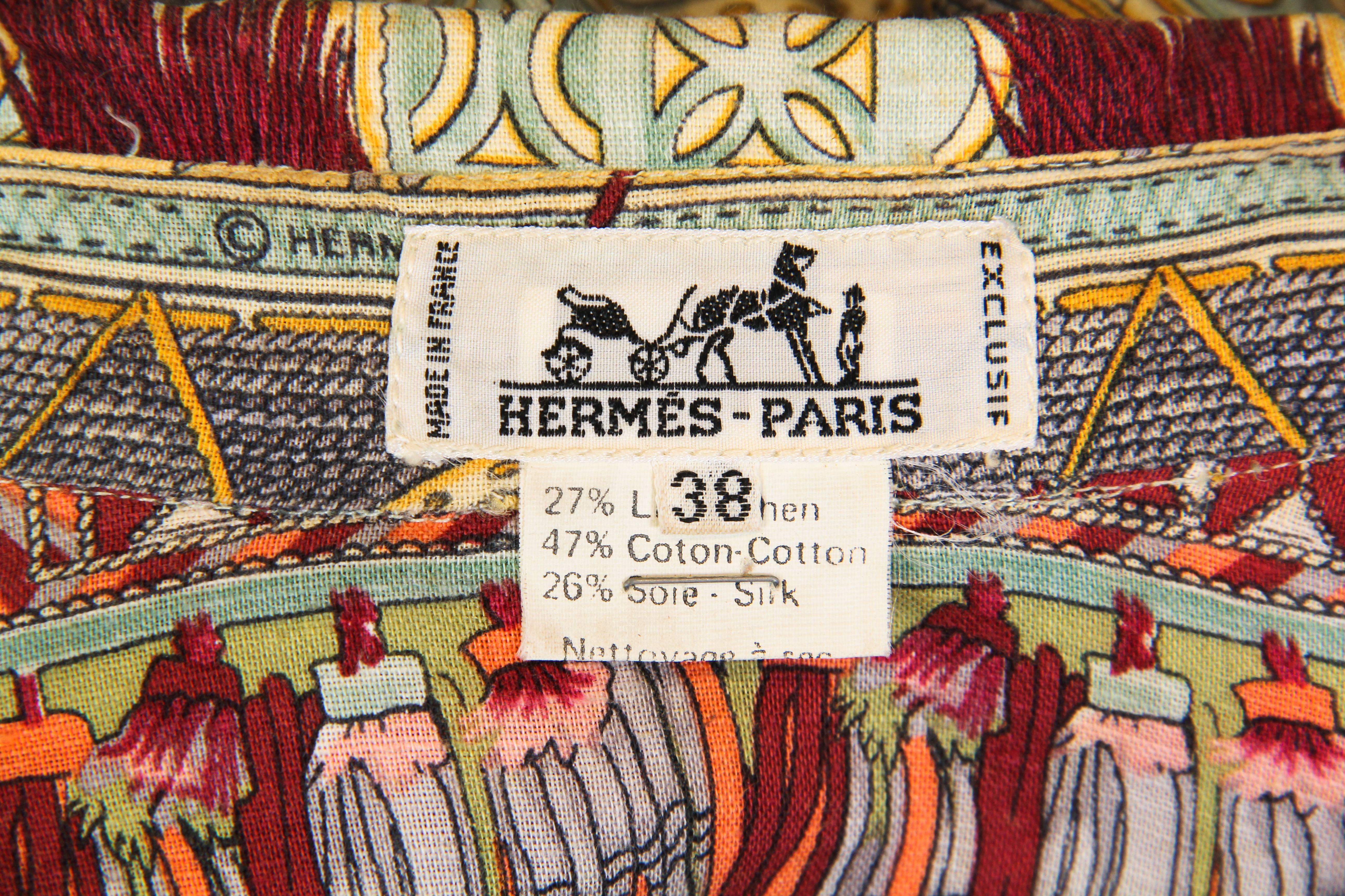 1970s Hermés Linen and Silk Dress 5