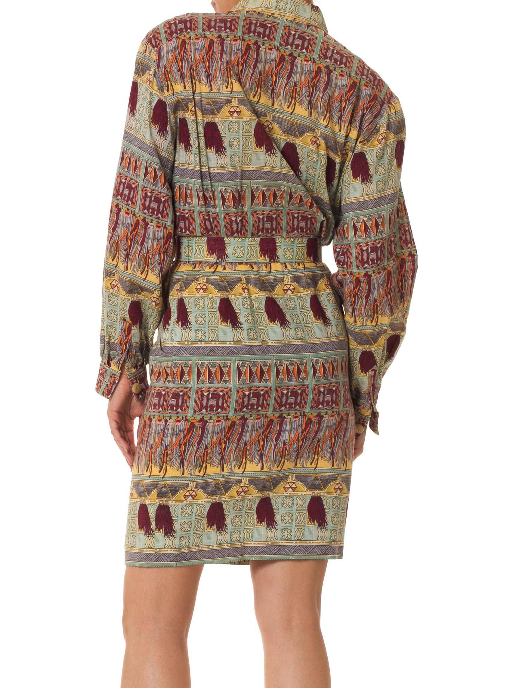 Women's 1970s Hermés Linen and Silk Dress