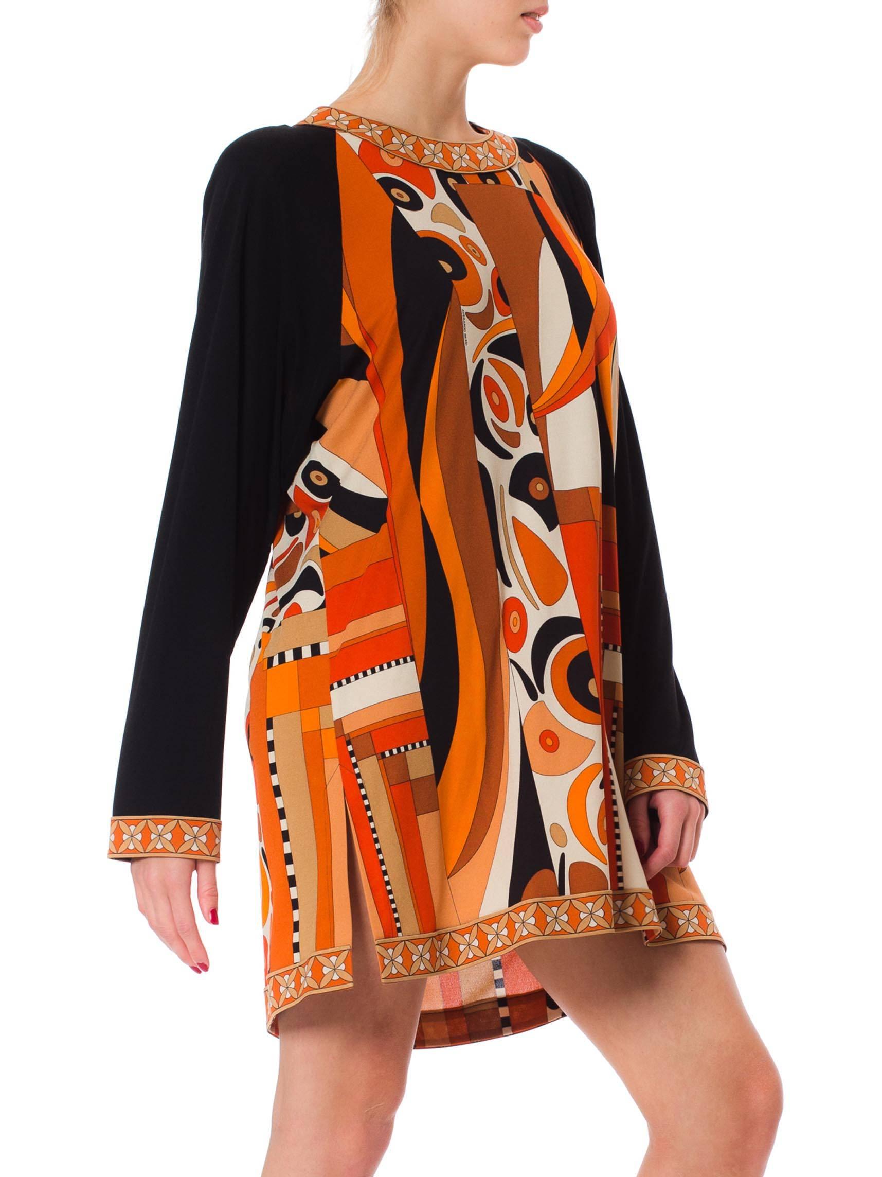 Orange 1960s style Averardo Bessi Silk Jersey Tunic Dress