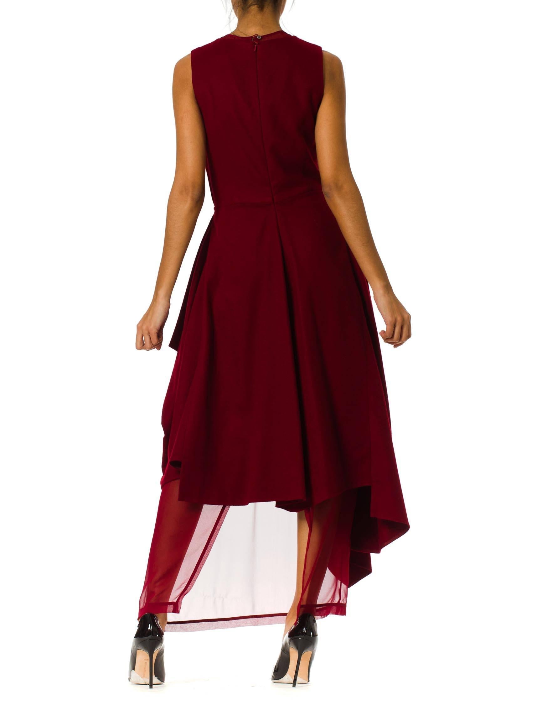 Red Morgane Le Fay Asymetrical Draped Dress