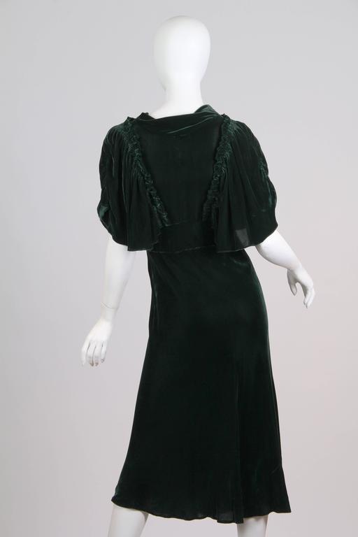 1930s Emerald Green Silk Velvet Dress at 1stDibs | emerald green silk dress