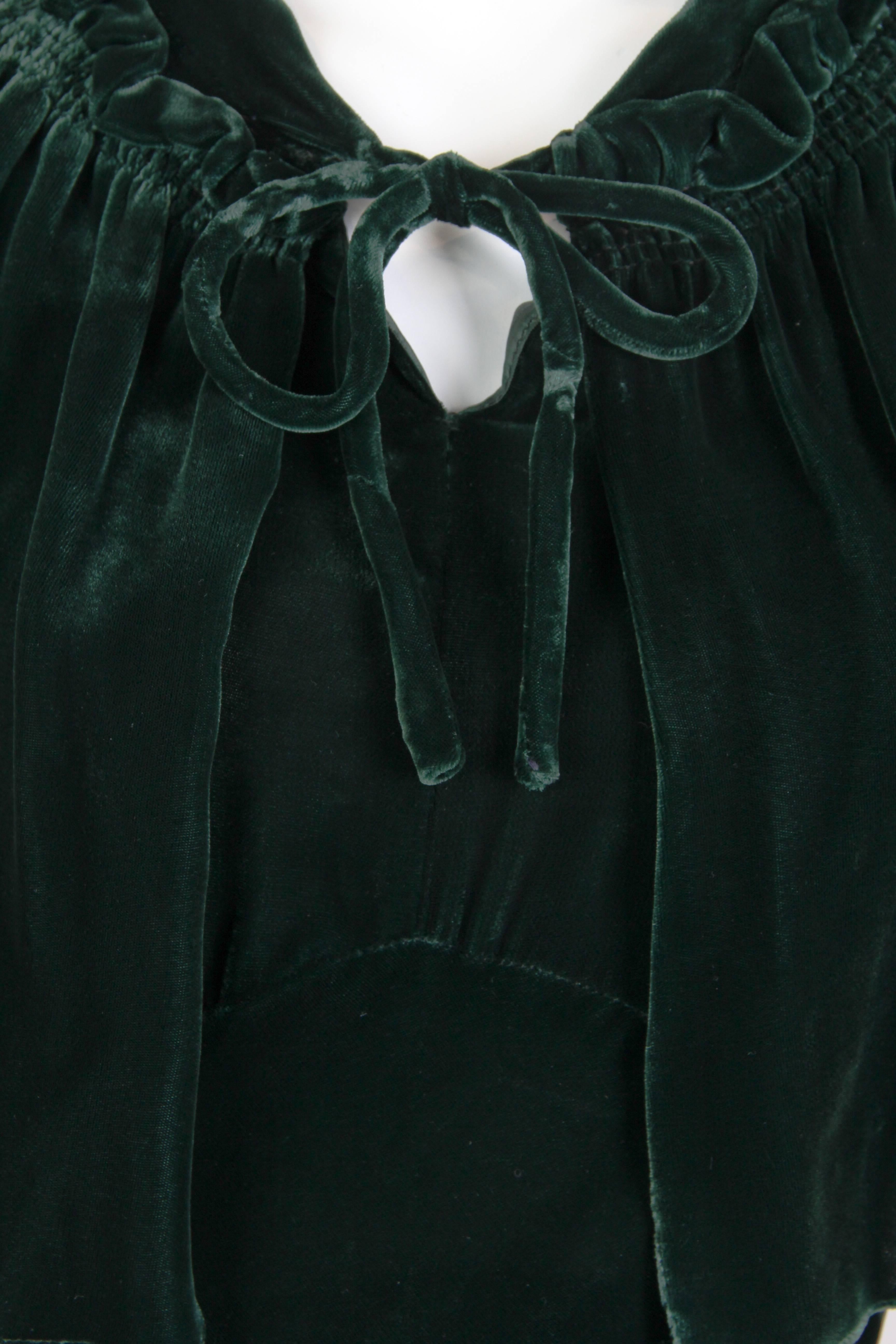 1930s Emerald Green Silk Velvet Dress 2