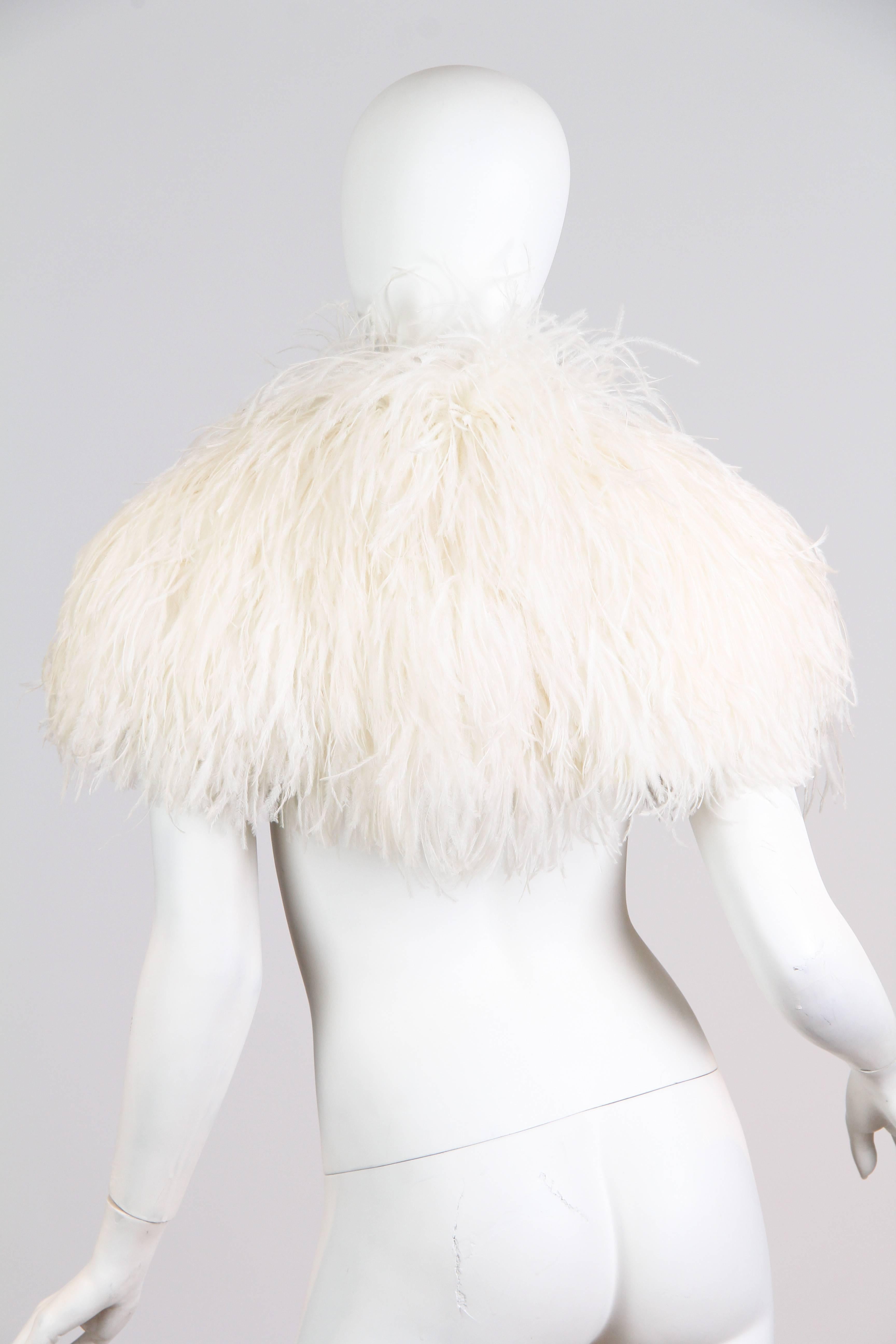 White 1950s Ostrich Feather Capelet