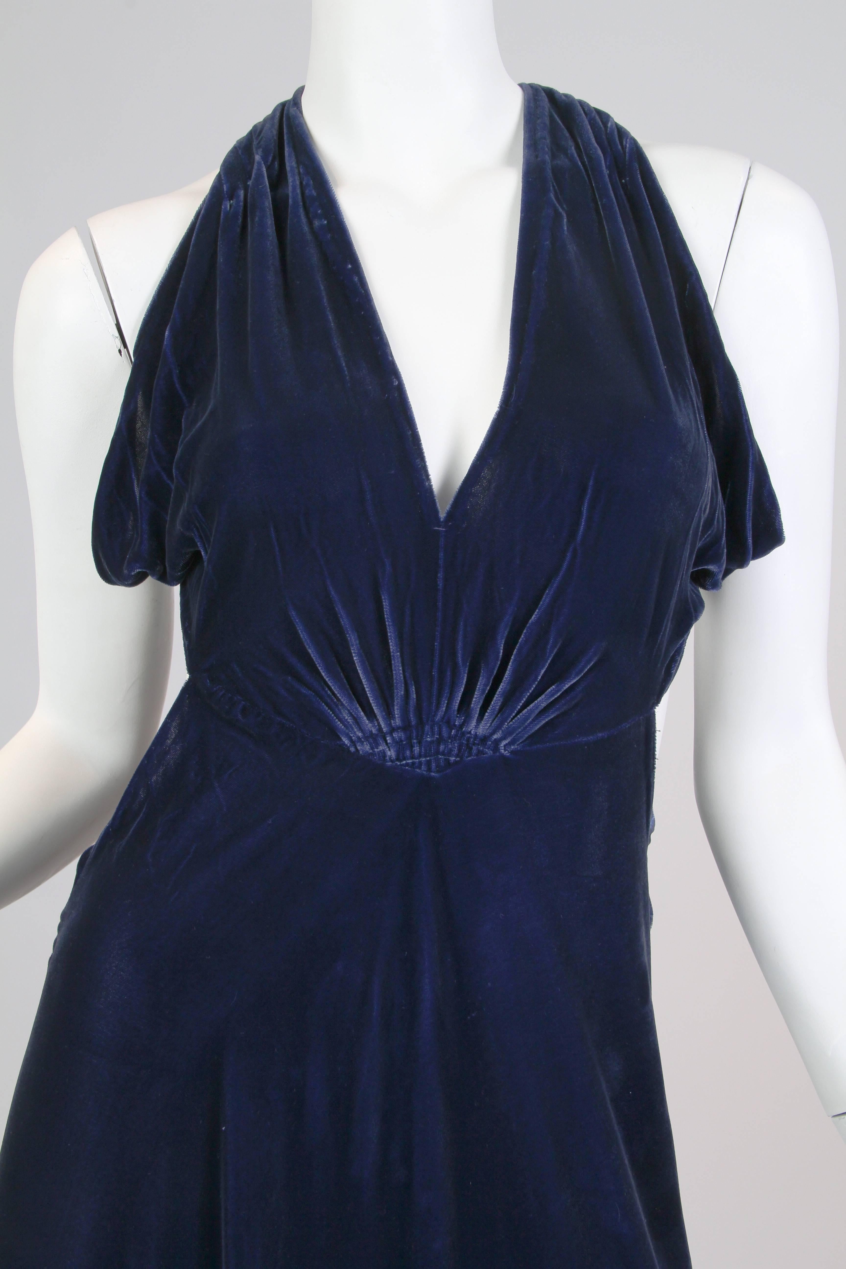 Remarkable Backless 1930s Bias Velvet Gown 4
