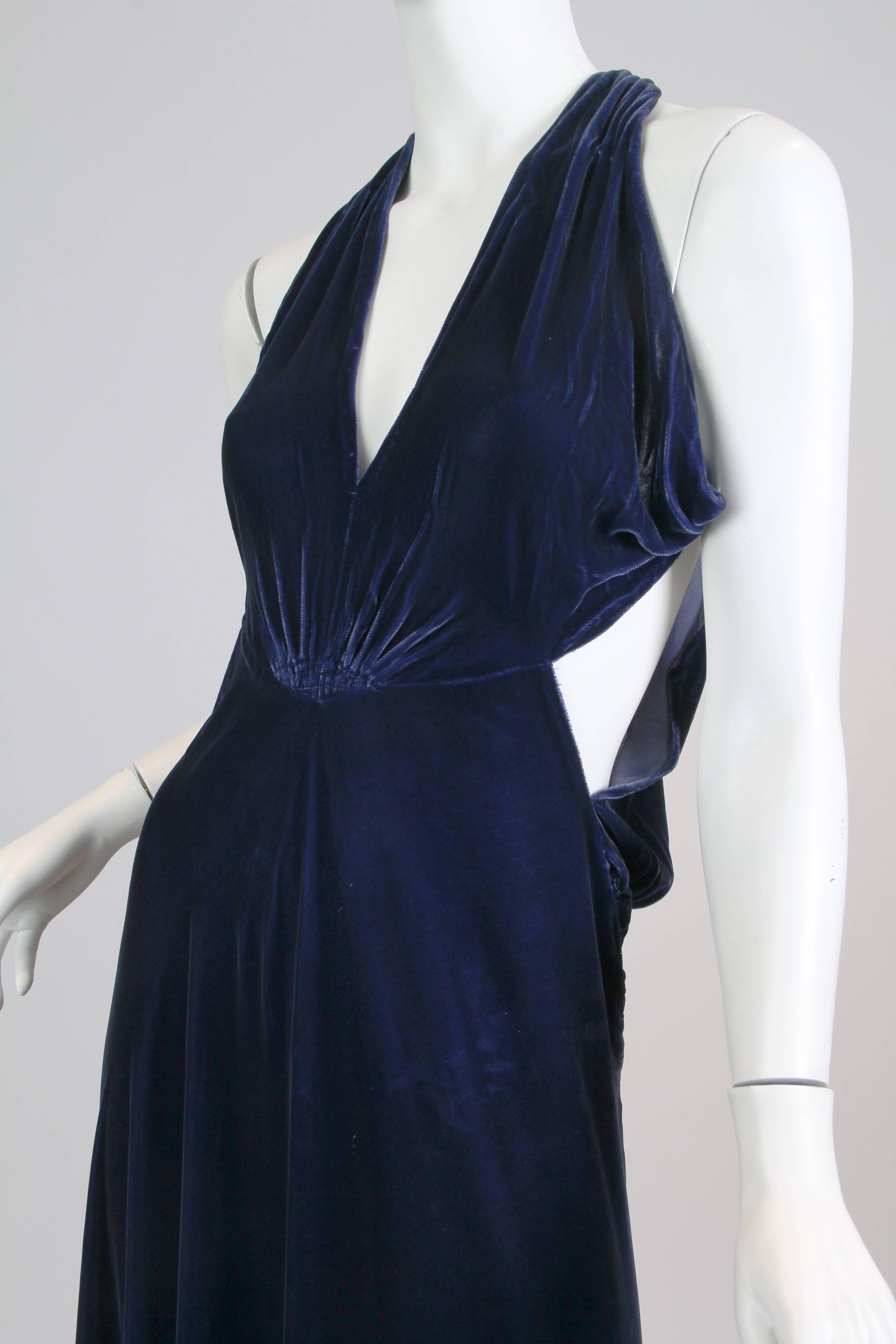 Remarkable Backless 1930s Bias Velvet Gown 1