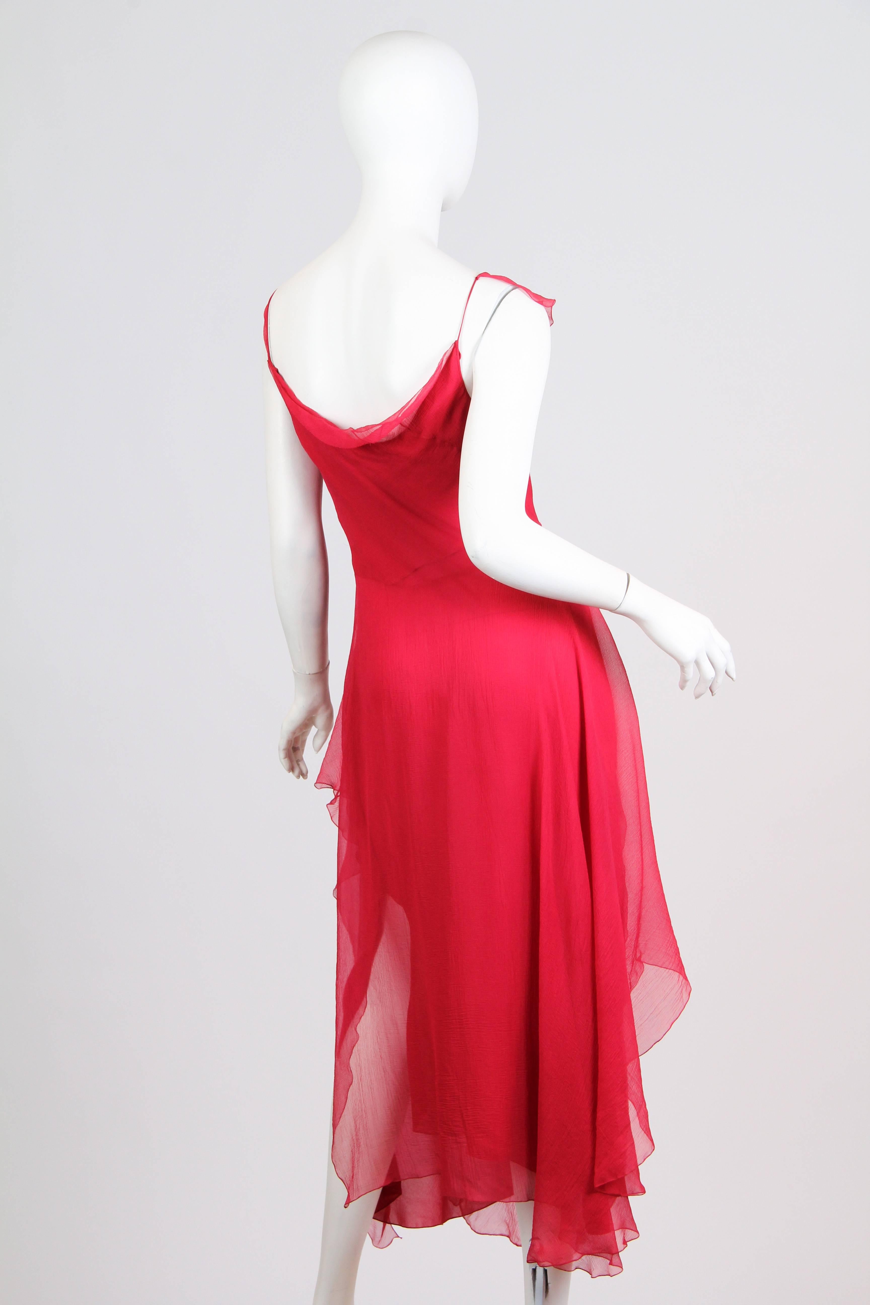 Red John Galliano Chiffon Dress