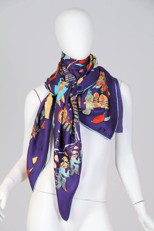 1990S CHRISTIAN DIOR Silk Twill Fairytale Printed Oversized Scarf at ...