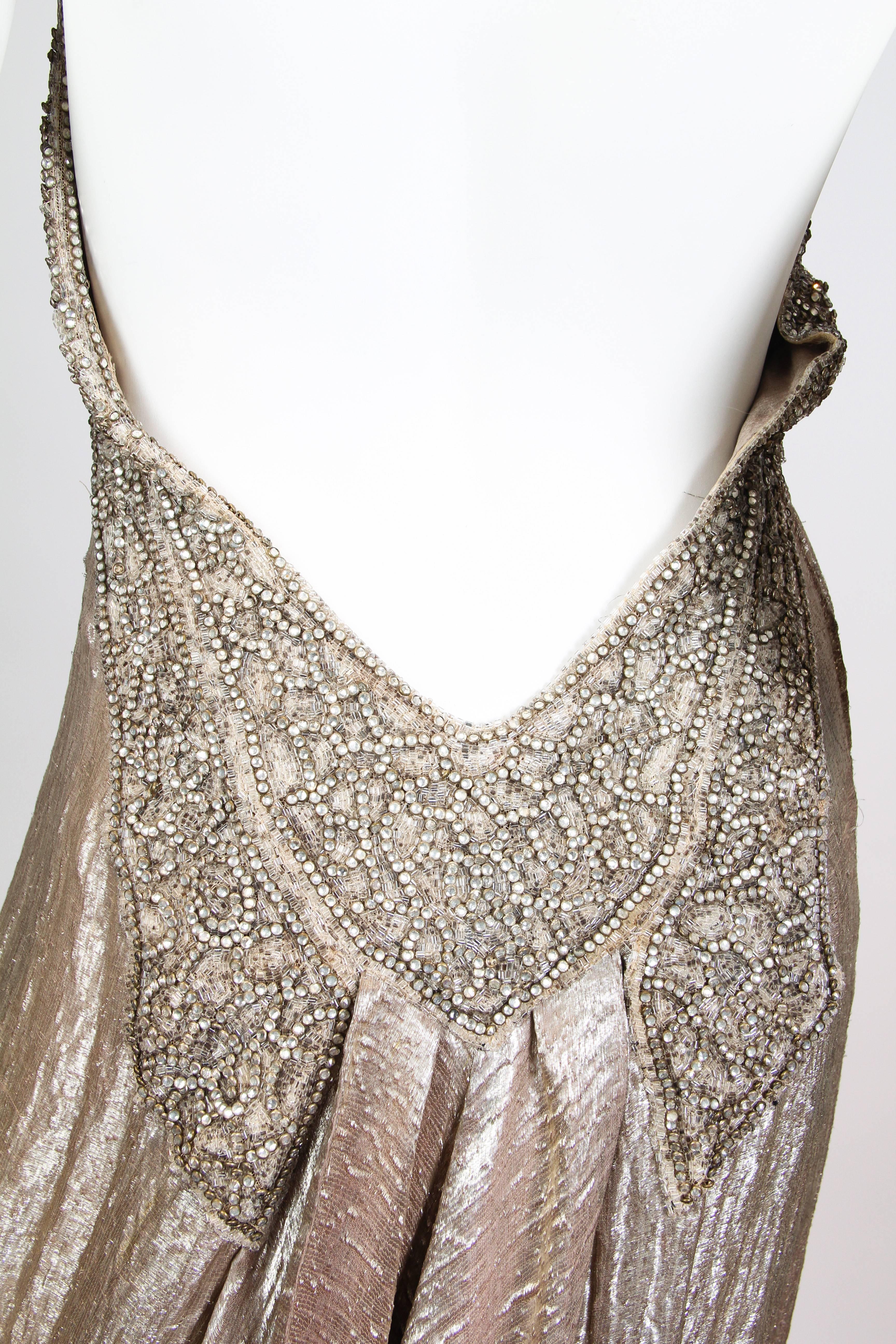 Spectacular Backless 1930s Silver Lamé Gown In Excellent Condition In New York, NY