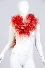 Ostrich Red And Cream Plume Boa Stole