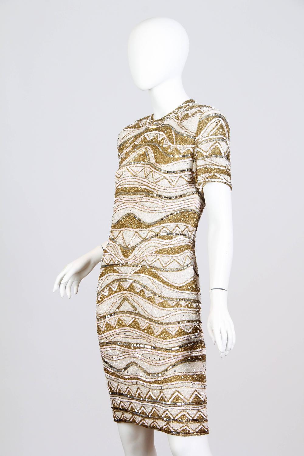 Bead Encrusted Cocktail Dress For Sale at 1stdibs