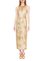 1970S HALSTON Gold Beaded Silk Famous Fireworks Fire Cracker Gown