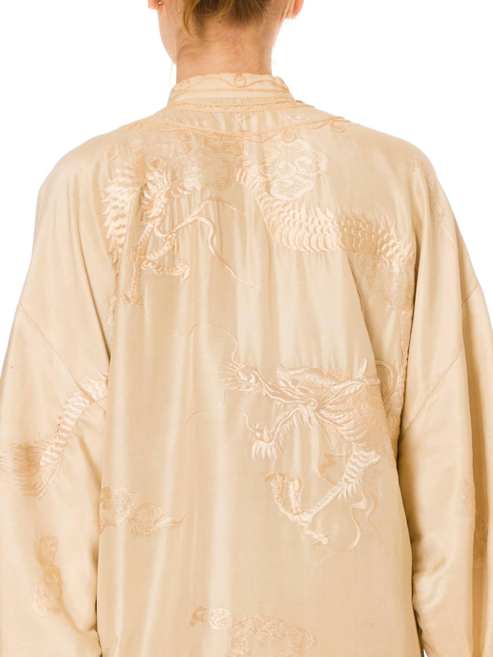 Antique Chinese Jacket Embroidered with a White Dragon 3