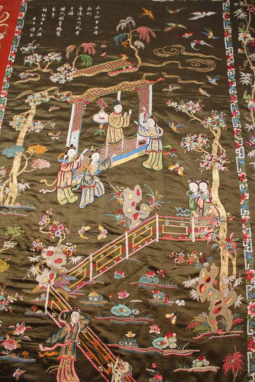 Antique Embroidered Chinese Wall Hanging at 1stDibs
