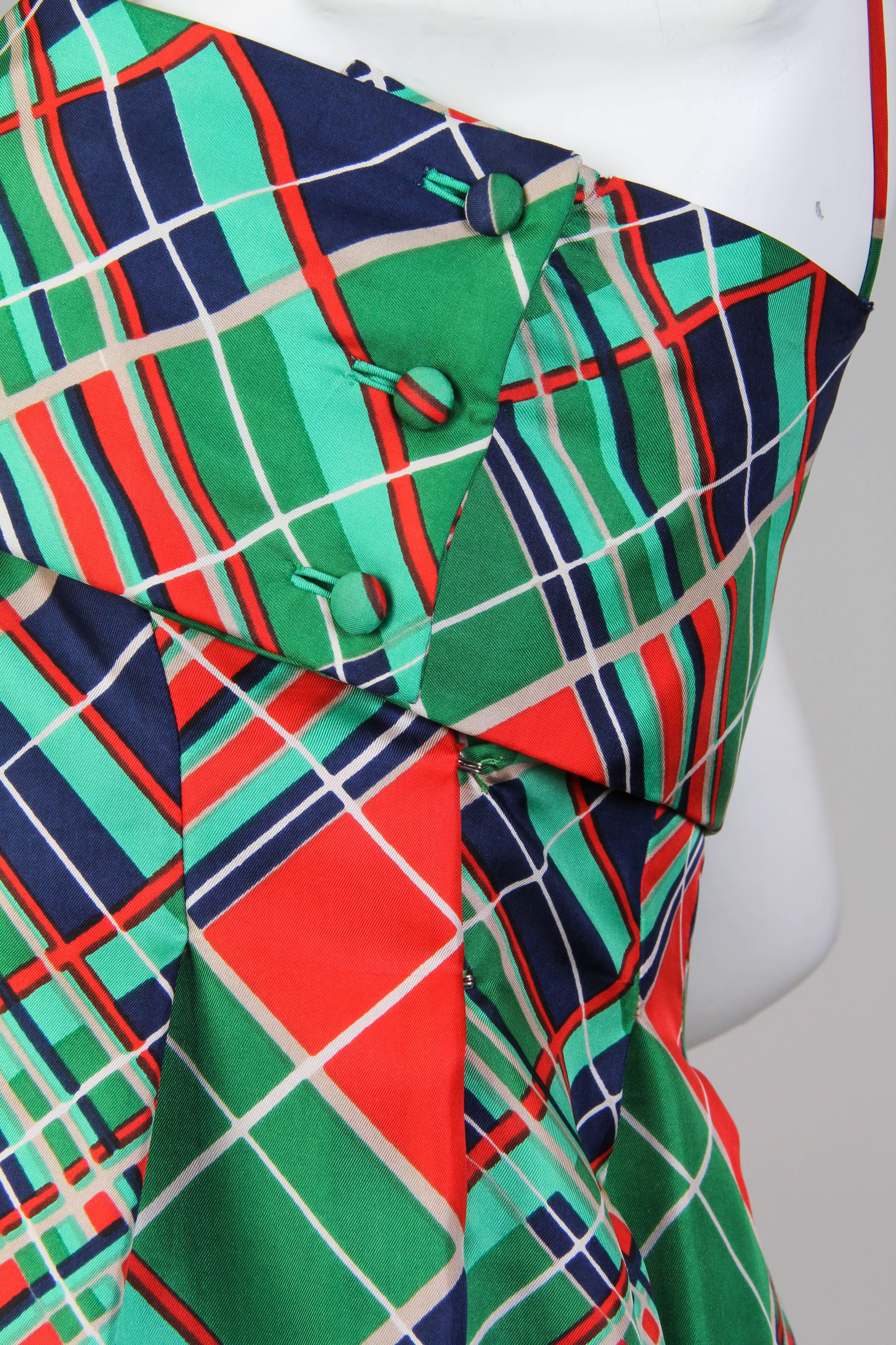 1970s Richilene Silk Plaid Dress 3