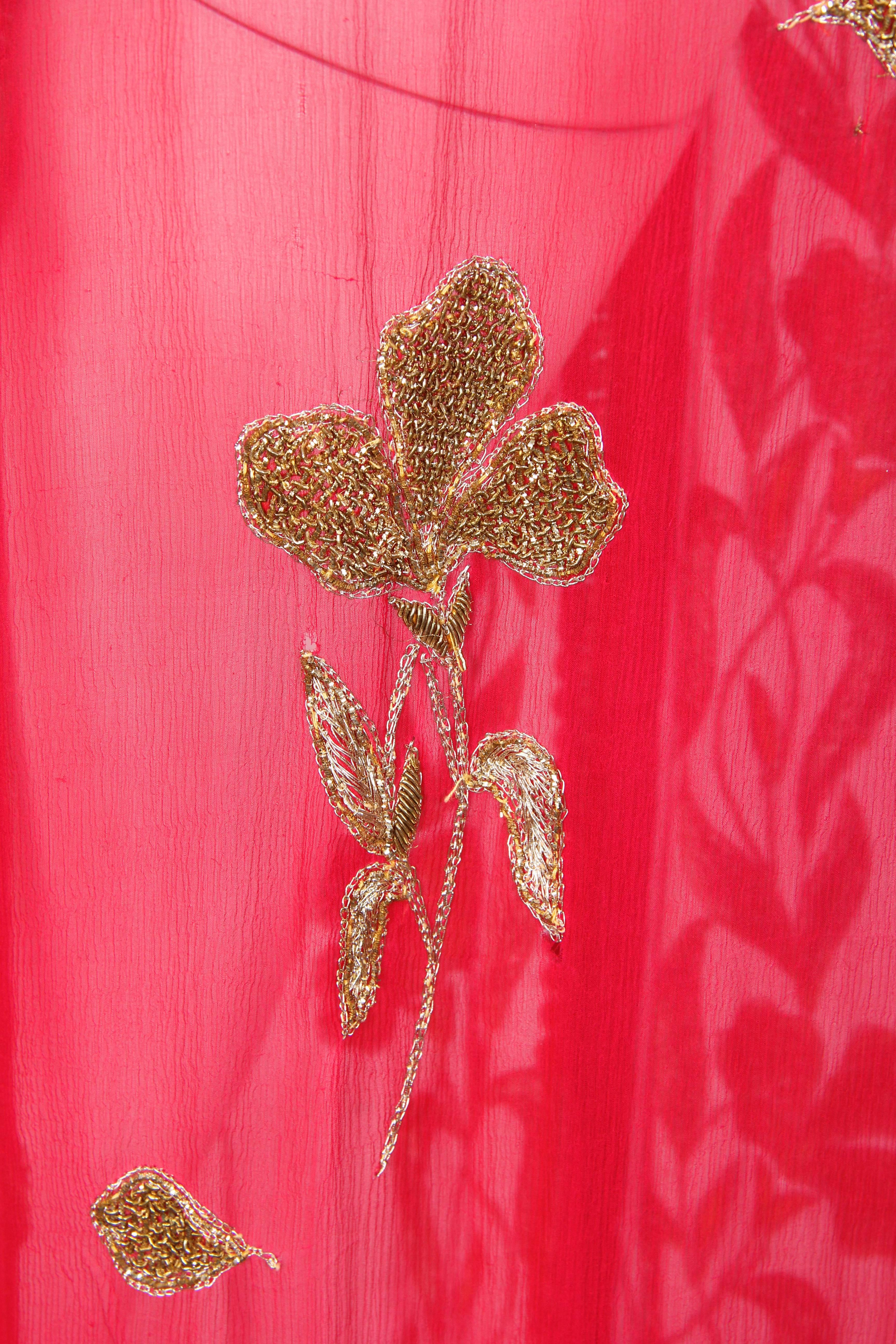 Metal Embroidered Chiffon Kaftan 4
