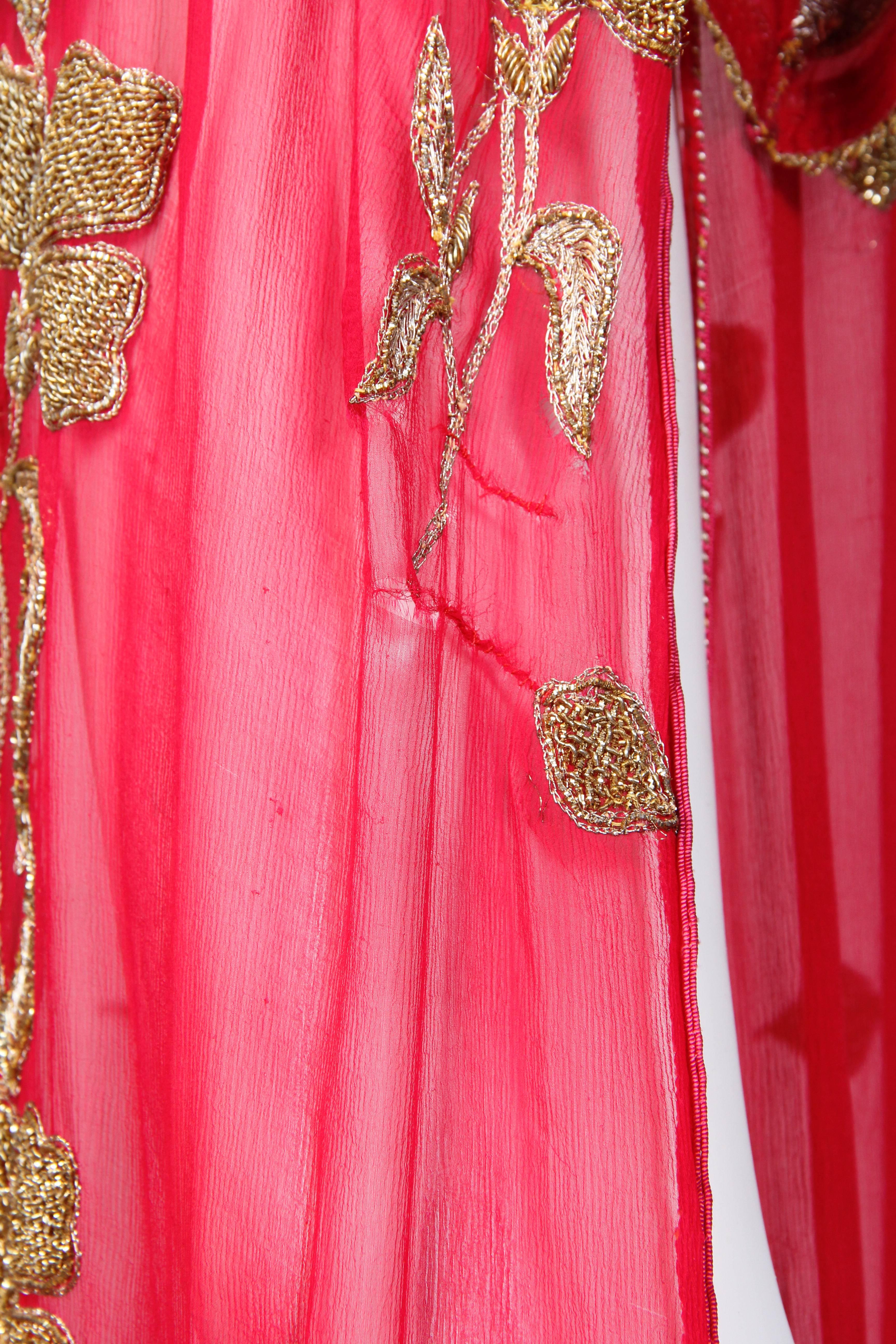 Metal Embroidered Chiffon Kaftan 3