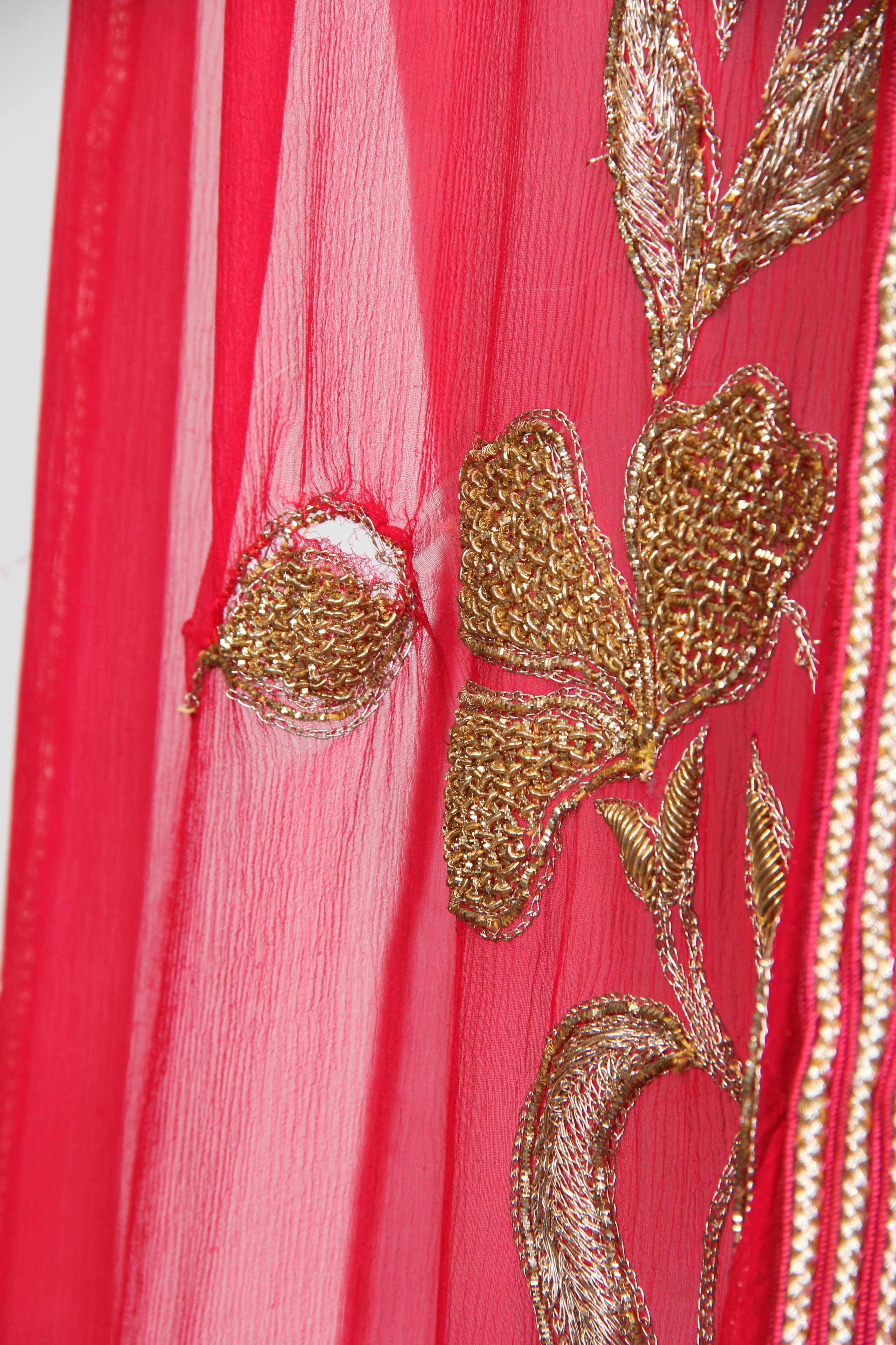 Metal Embroidered Chiffon Kaftan 1