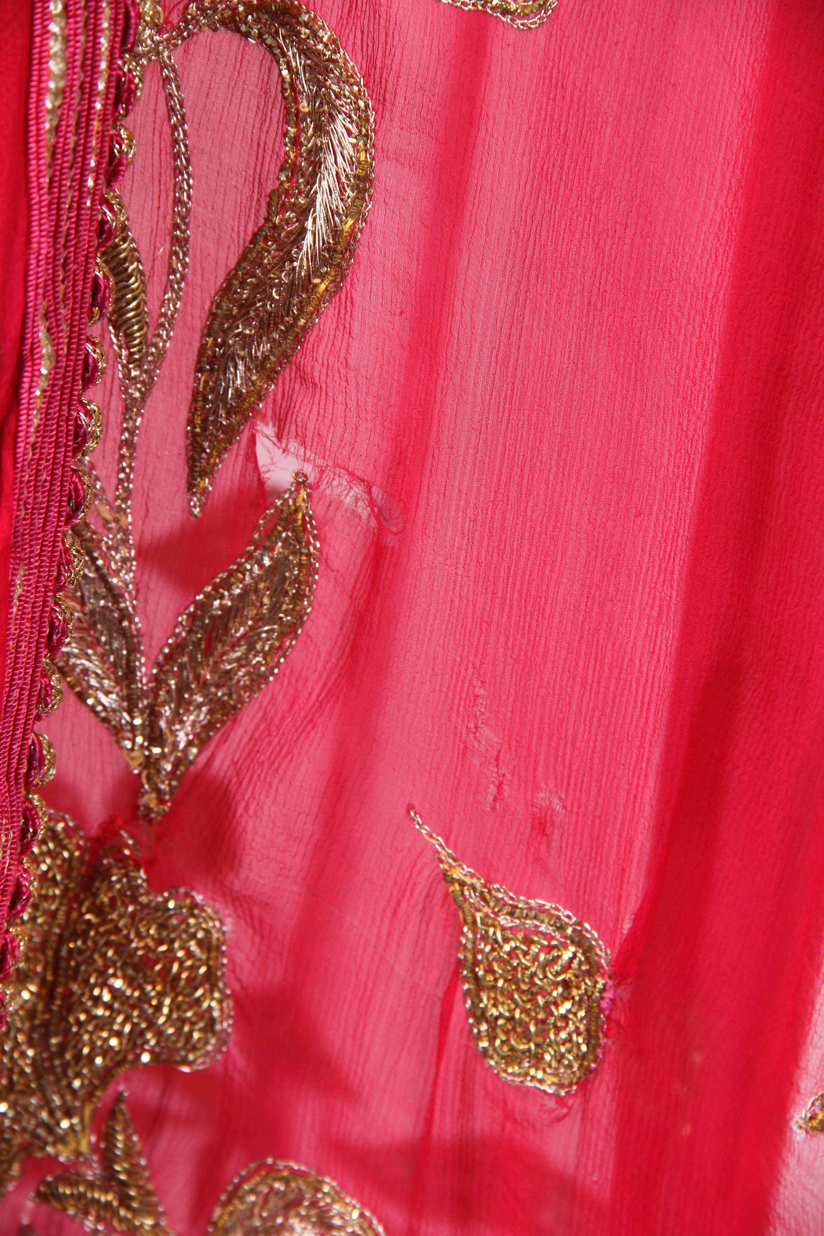 Metal Embroidered Chiffon Kaftan 2