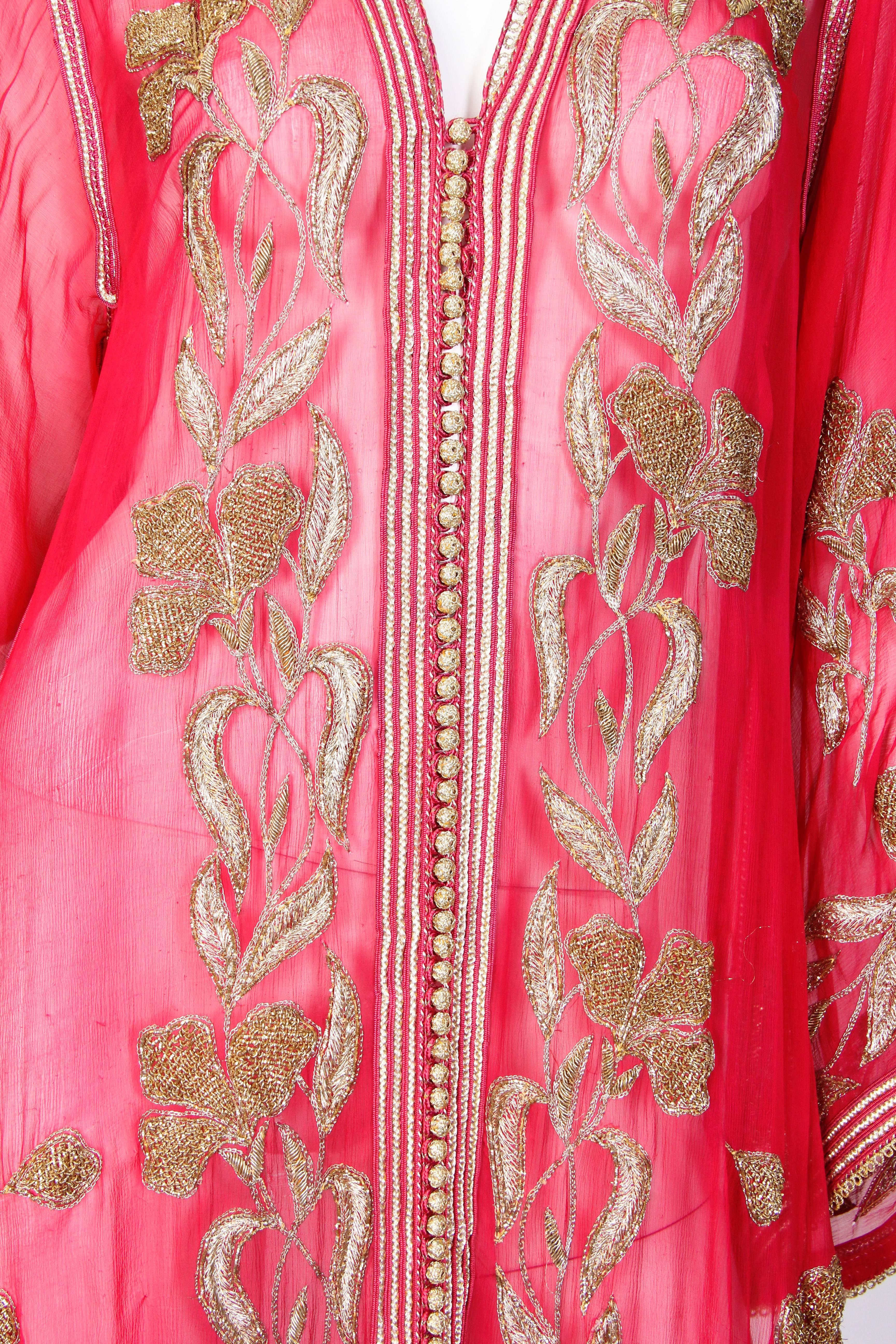 Metal Embroidered Chiffon Kaftan 5