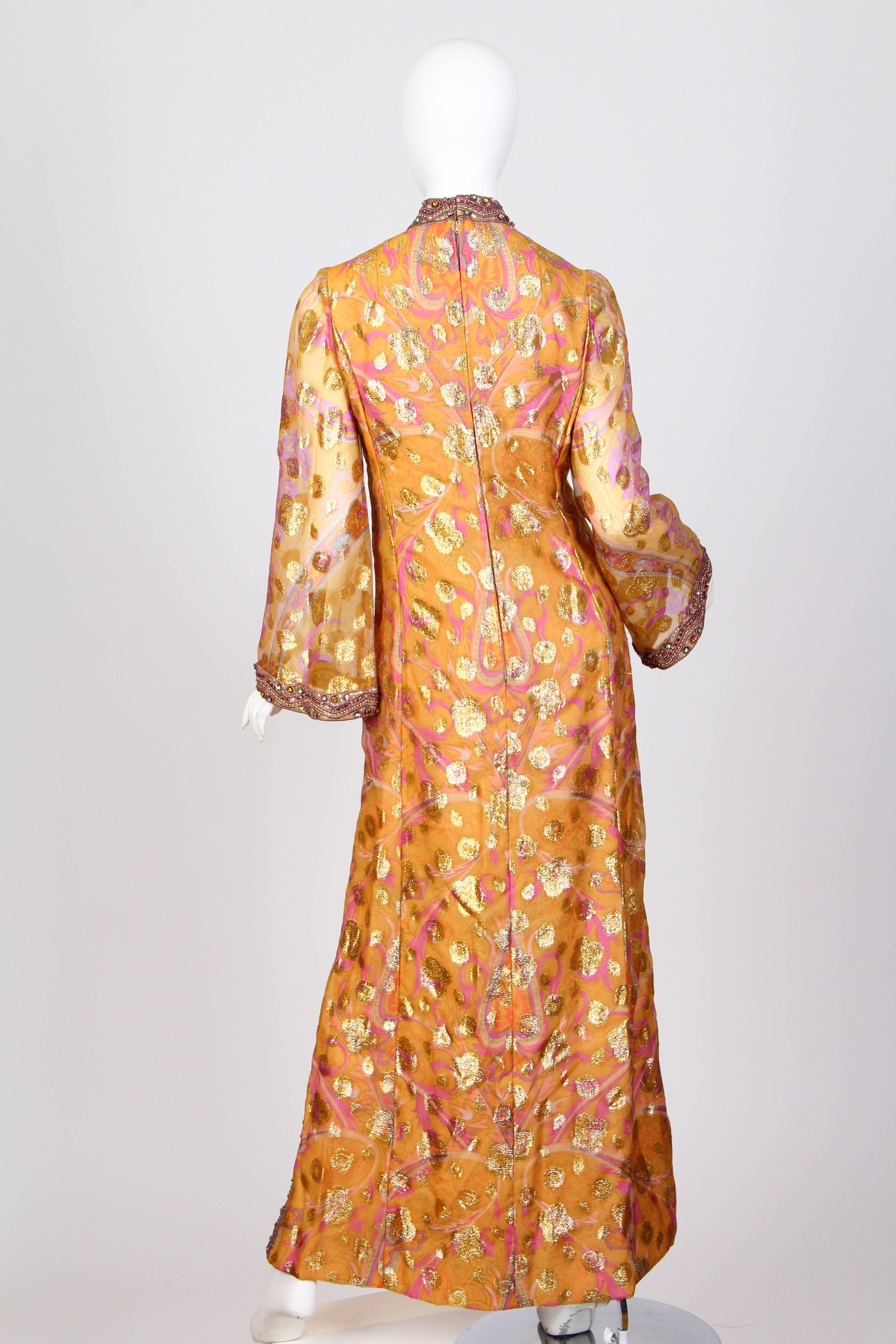 Women's 1960s Luxe Bohemian Dress with Crystals