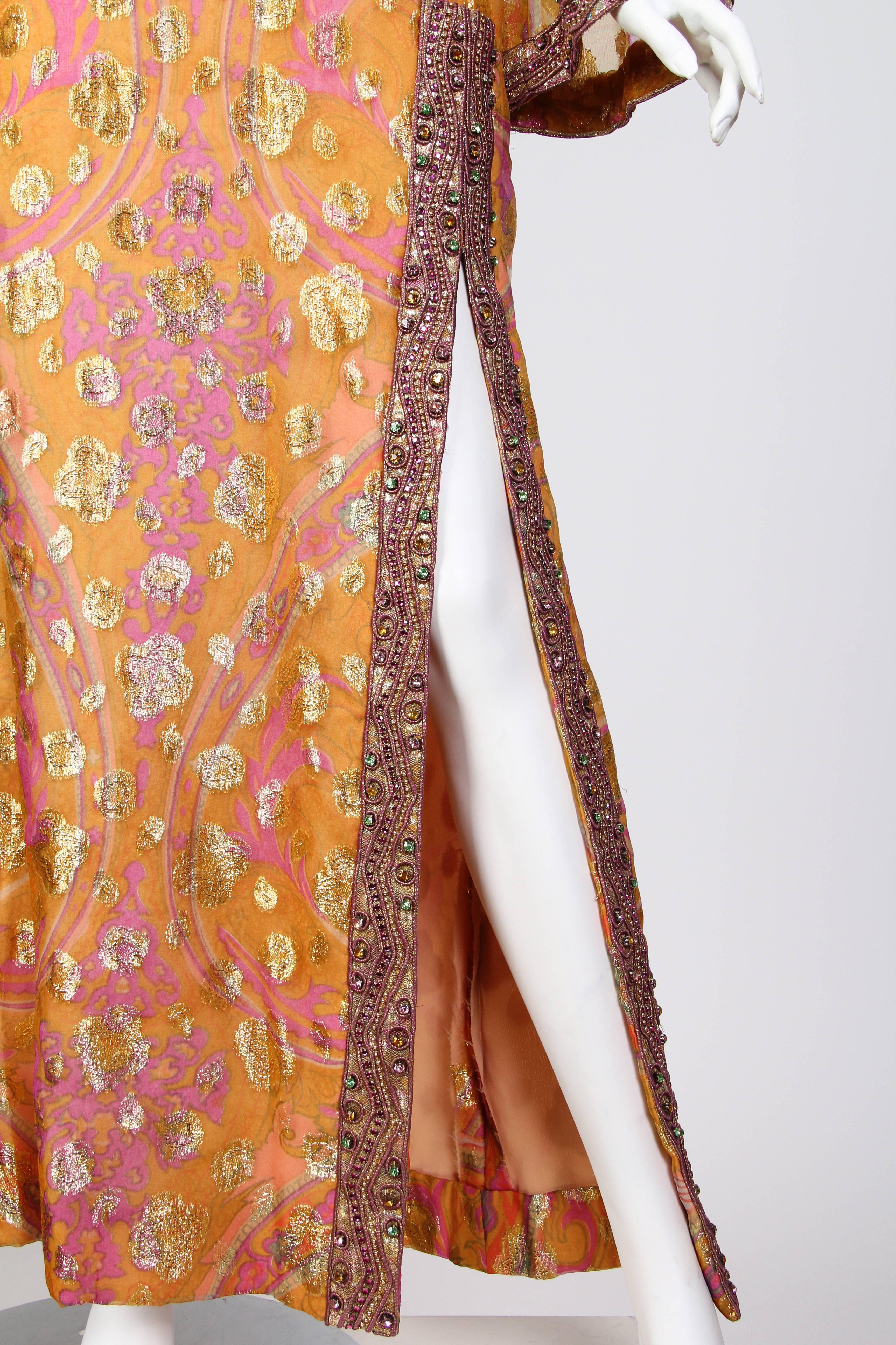 1960s Luxe Bohemian Dress with Crystals 1