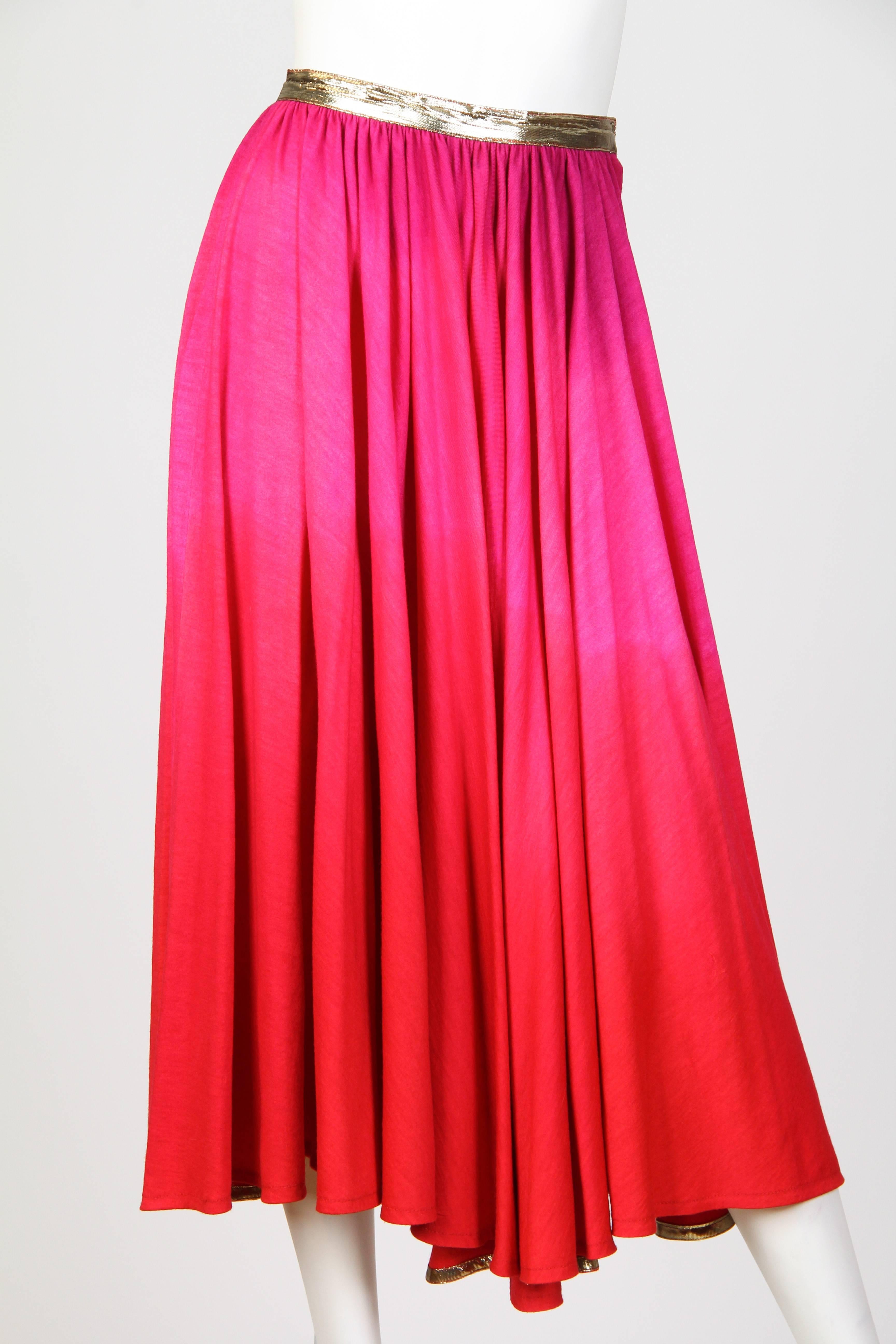 1970S GIORGIO SANT'angelo Pink & Purple Wool Jersey Ombré Dyed Halter Top Skirt For Sale 4