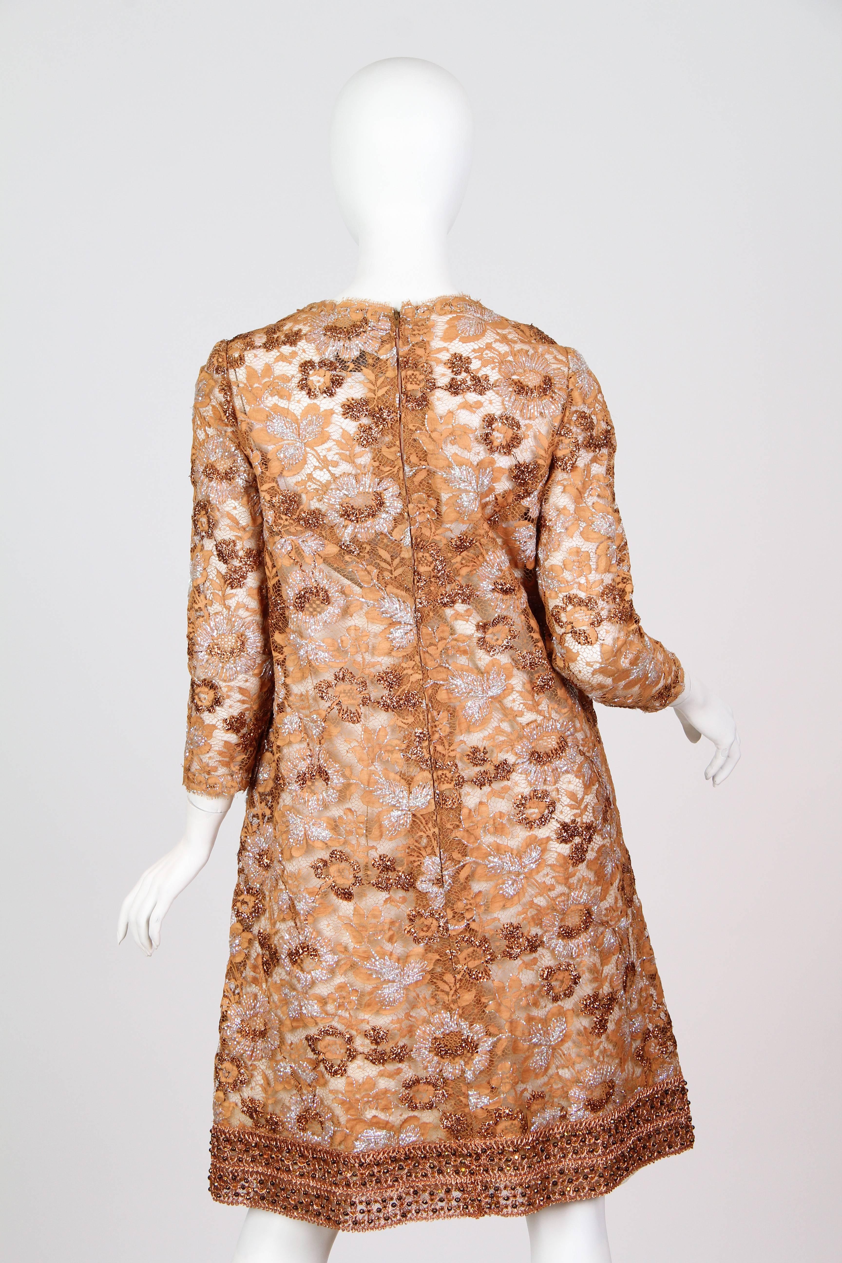 1960s Sarmi Embroidered Lace Dress In Excellent Condition In New York, NY