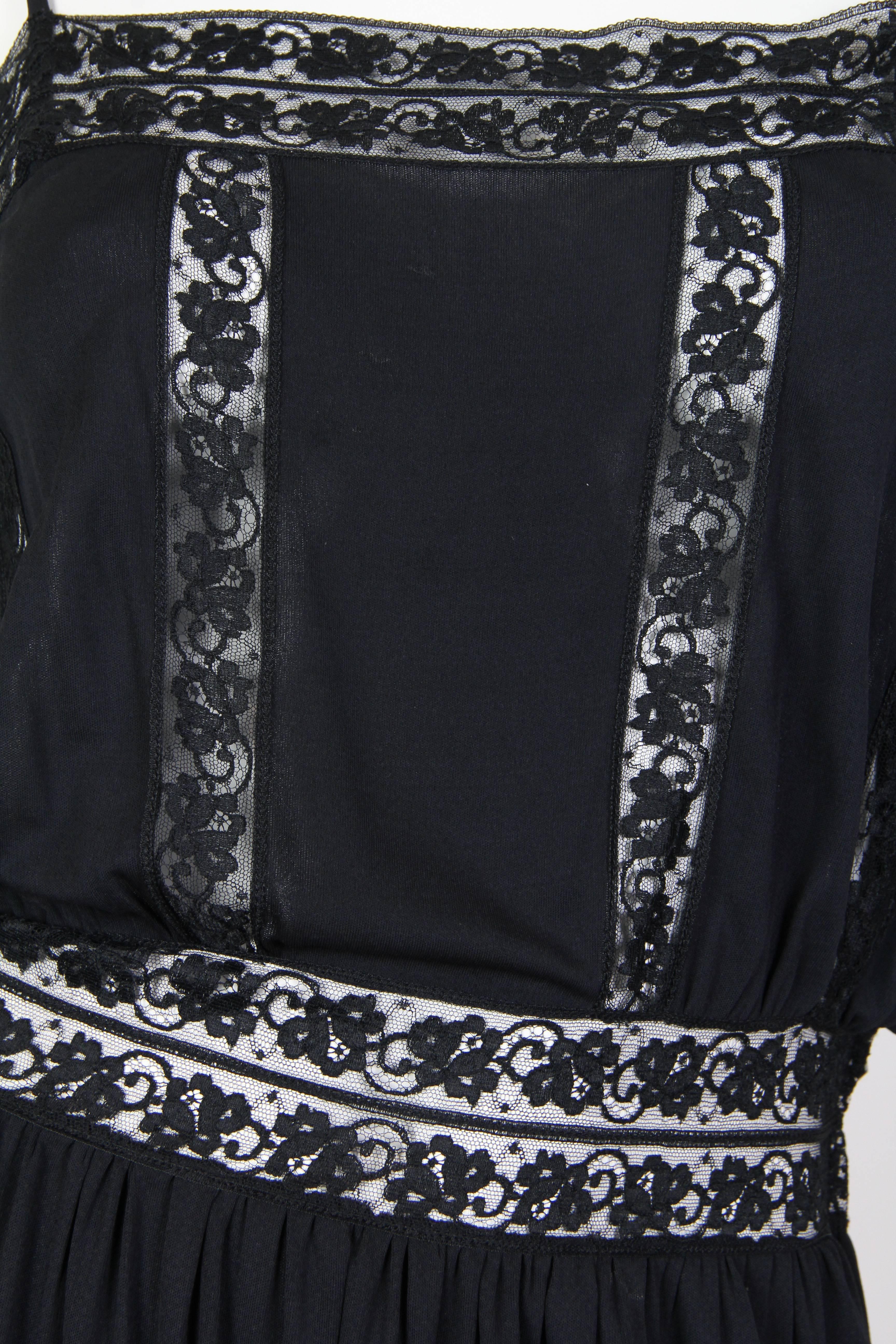 Early Vicky Tiel 1970s Lace and Silk Jersey Boho Dress 3
