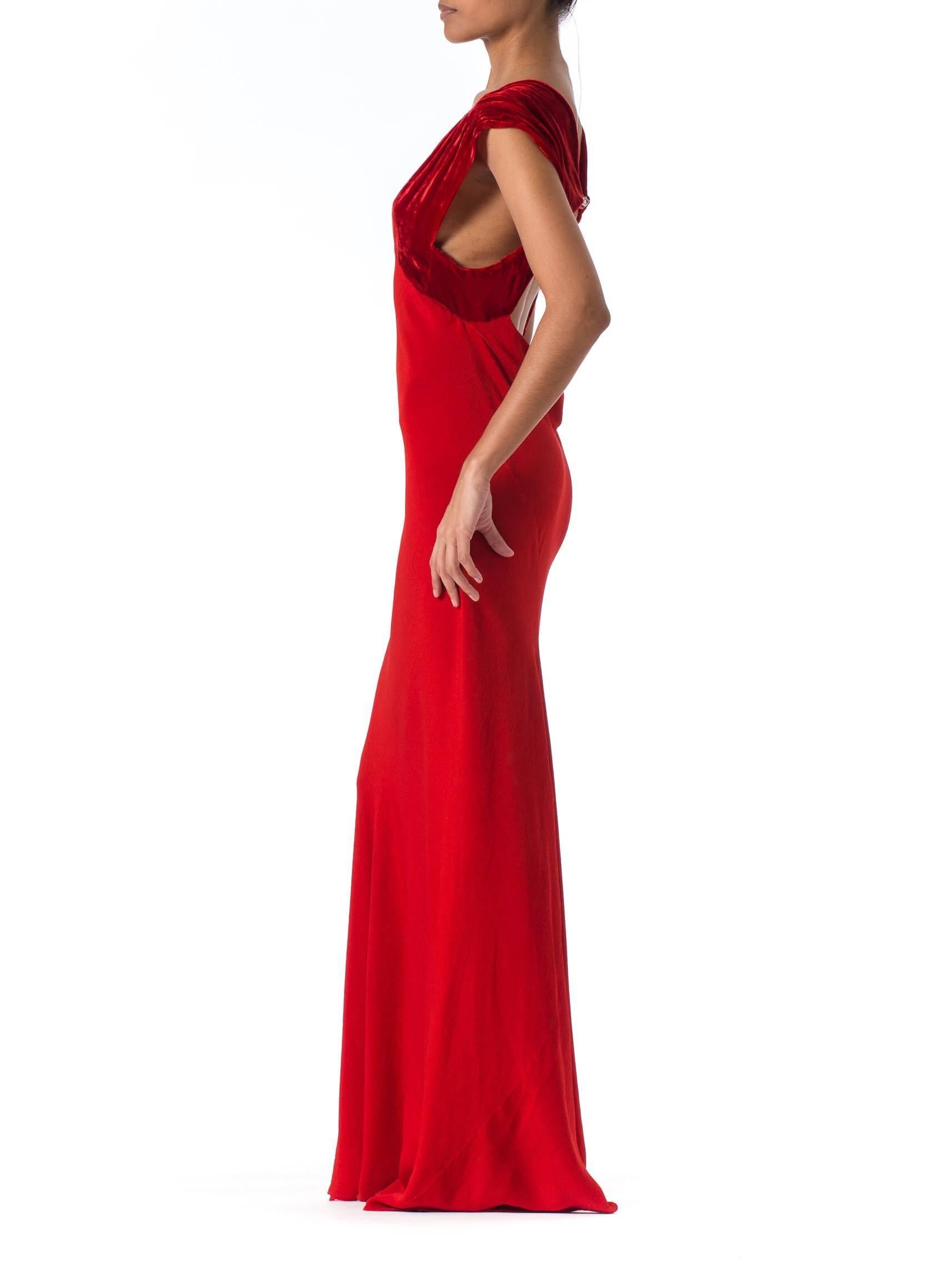 1930s Backless Red Bias Cut Gown 1