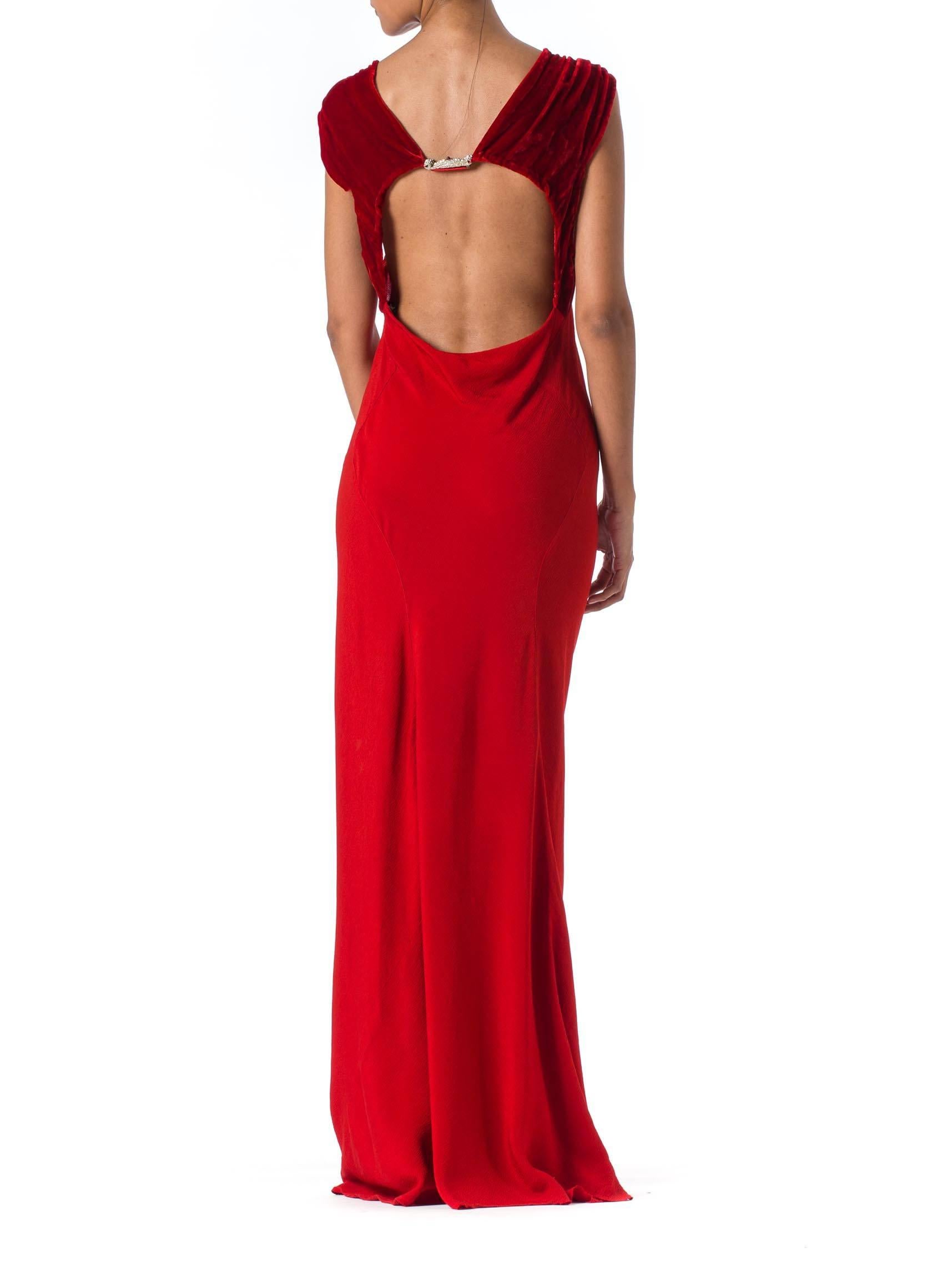 Women's 1930s Backless Red Bias Cut Gown