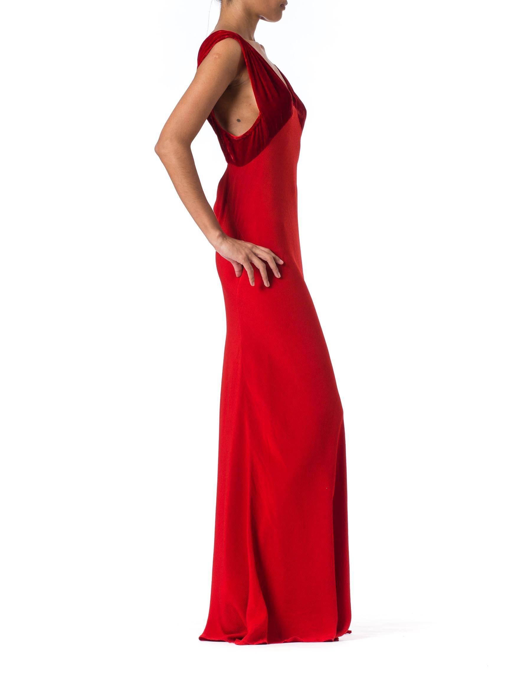 1930s Backless Red Bias Cut Gown In Excellent Condition In New York, NY