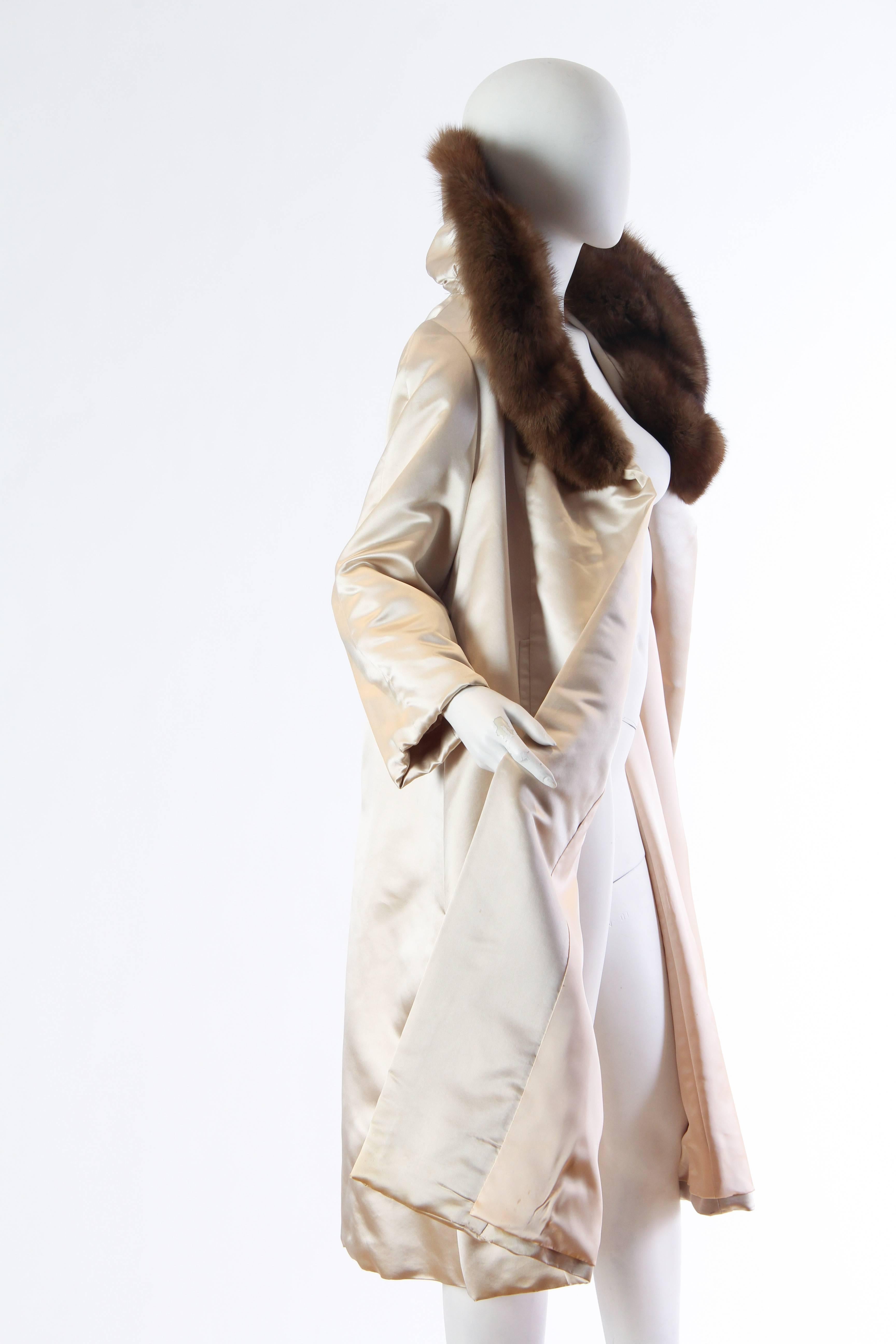 Women's Silk Opera Coat with Sable Collar from Bergdorf Goodman