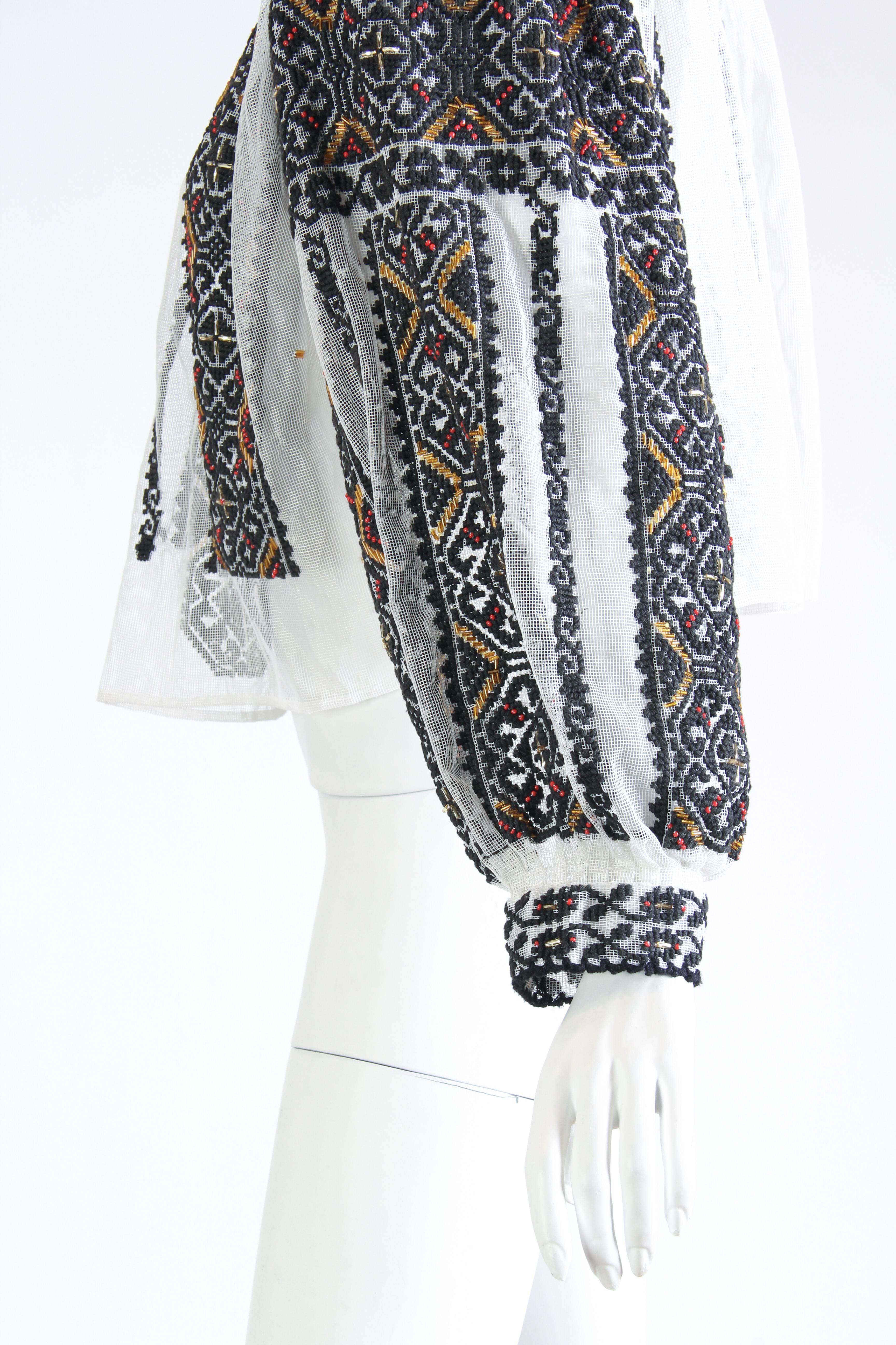 Women's Hand Embroidered and Beaded Bohemian Blouse