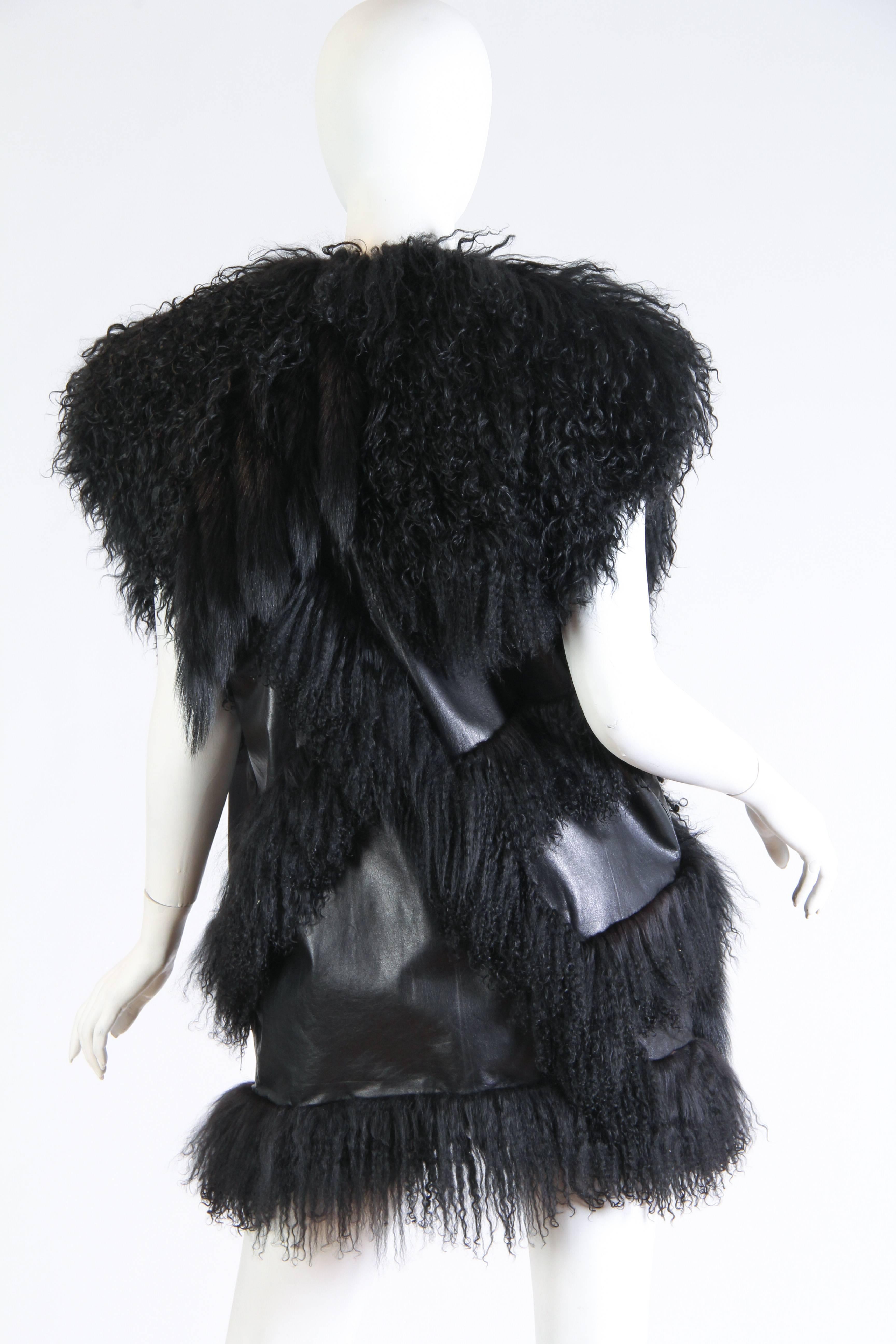 Avant Garde Lamb Fur and Leather Vest In Excellent Condition In New York, NY