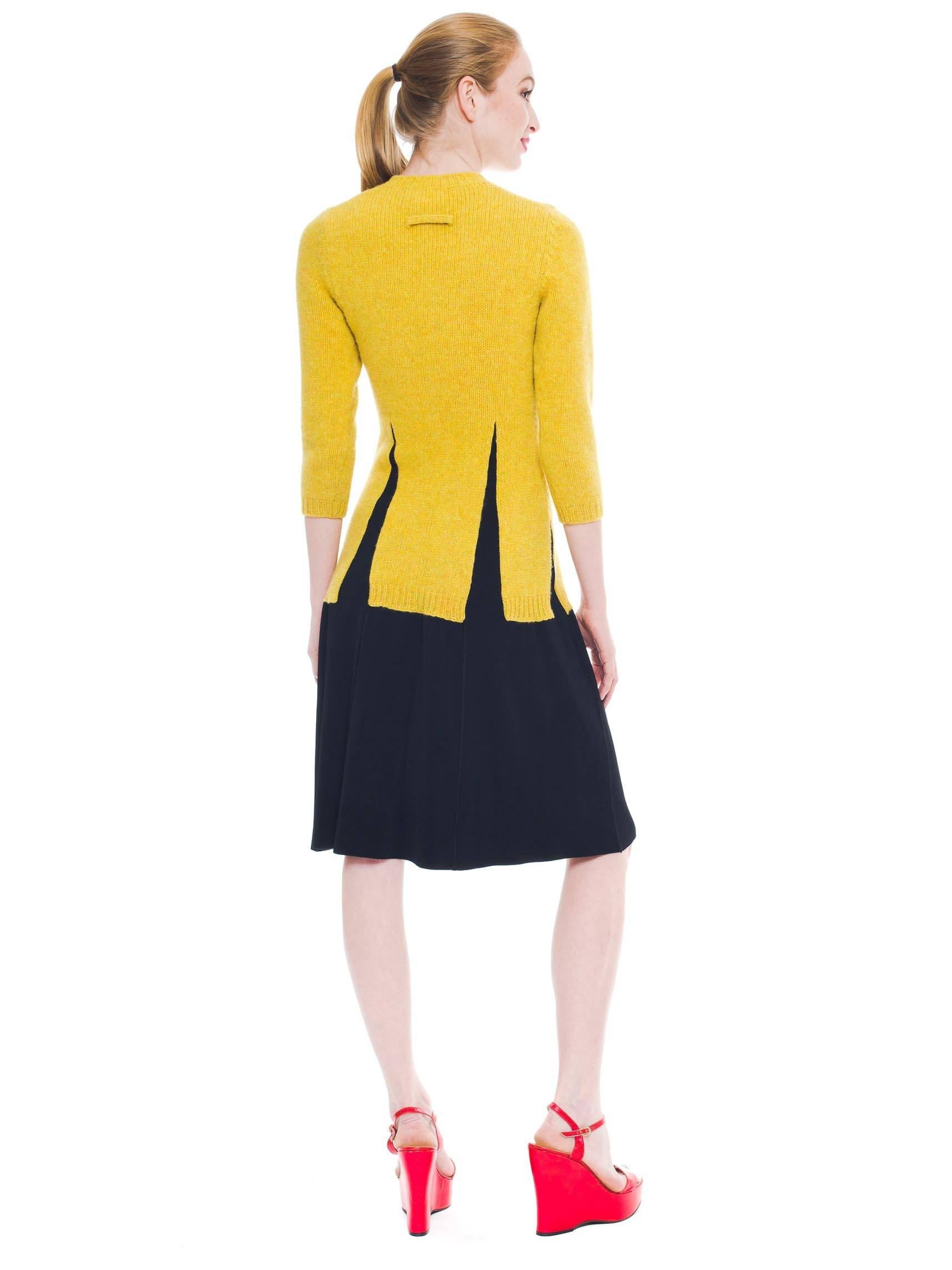 Yellow Jean Paul Gaultier Deconstructed Sweater Dress