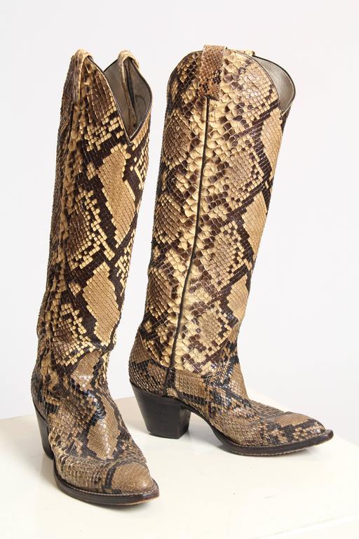 Tall Snakeskin Cowboy Boots from Larry Mahan at 1stDibs | larry mahan boots, larry mahan cowboy