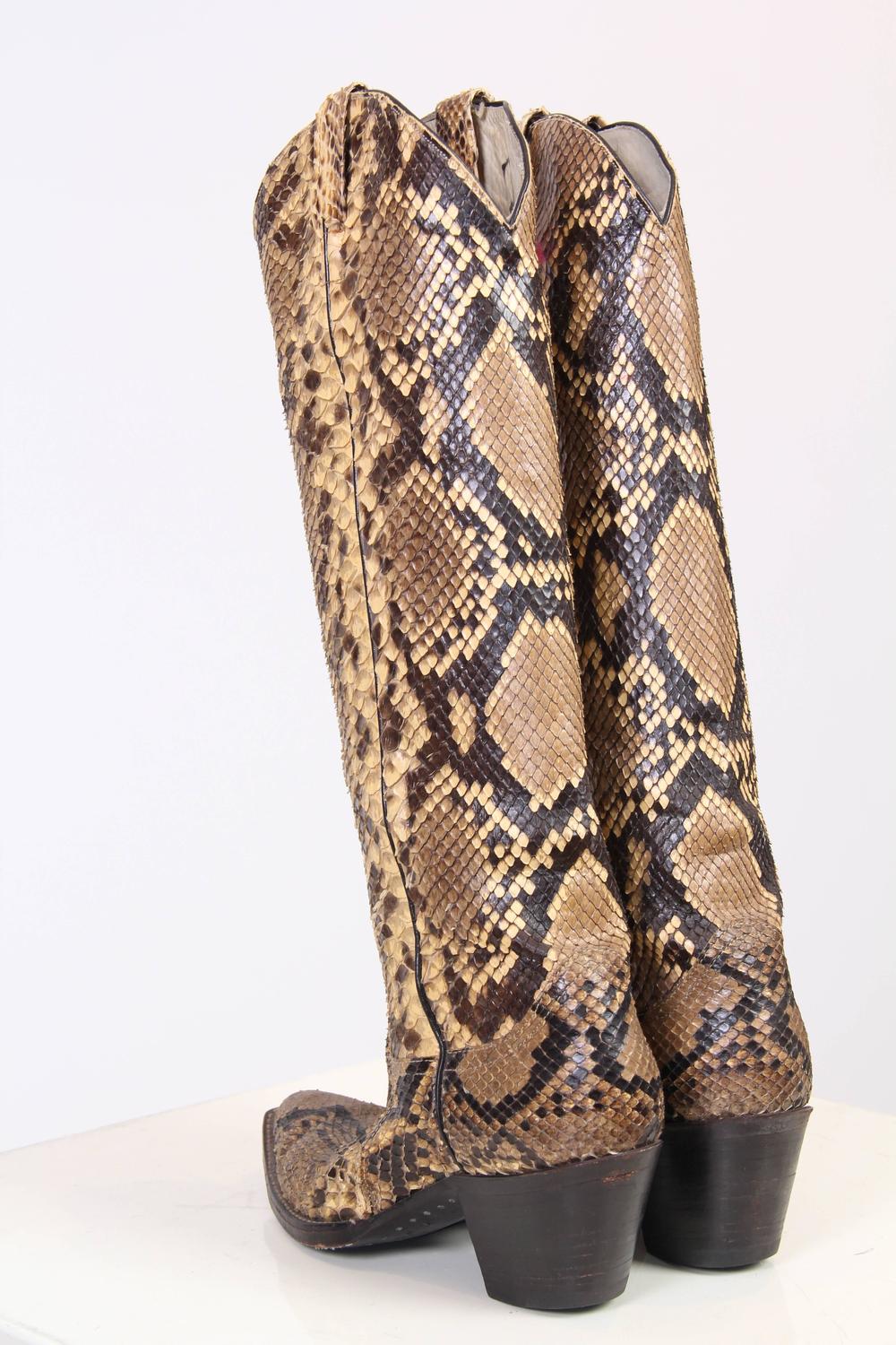 tall snakeskin booties