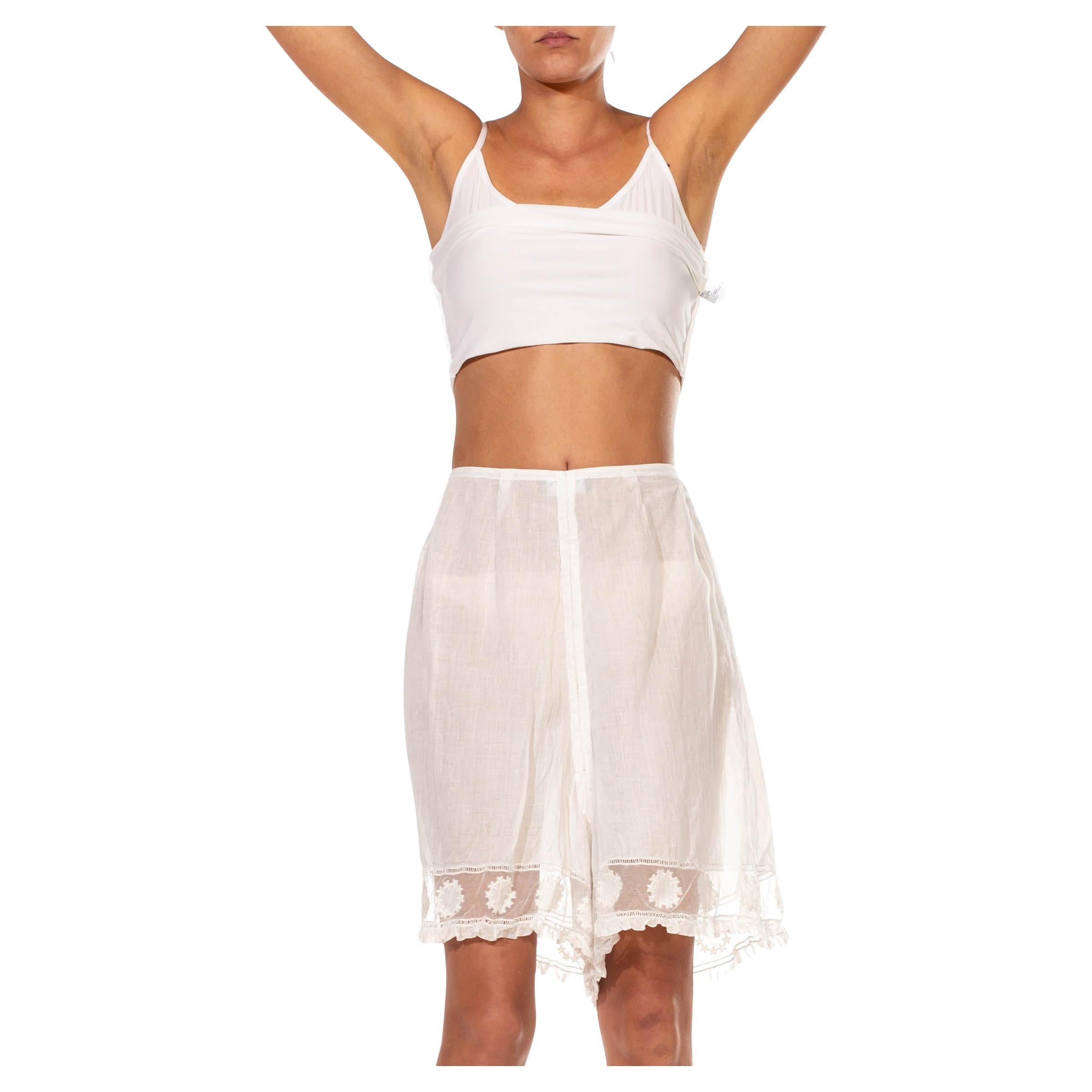 Victorian White Organic Cotton Lawn Couture Finished Knickers For Sale