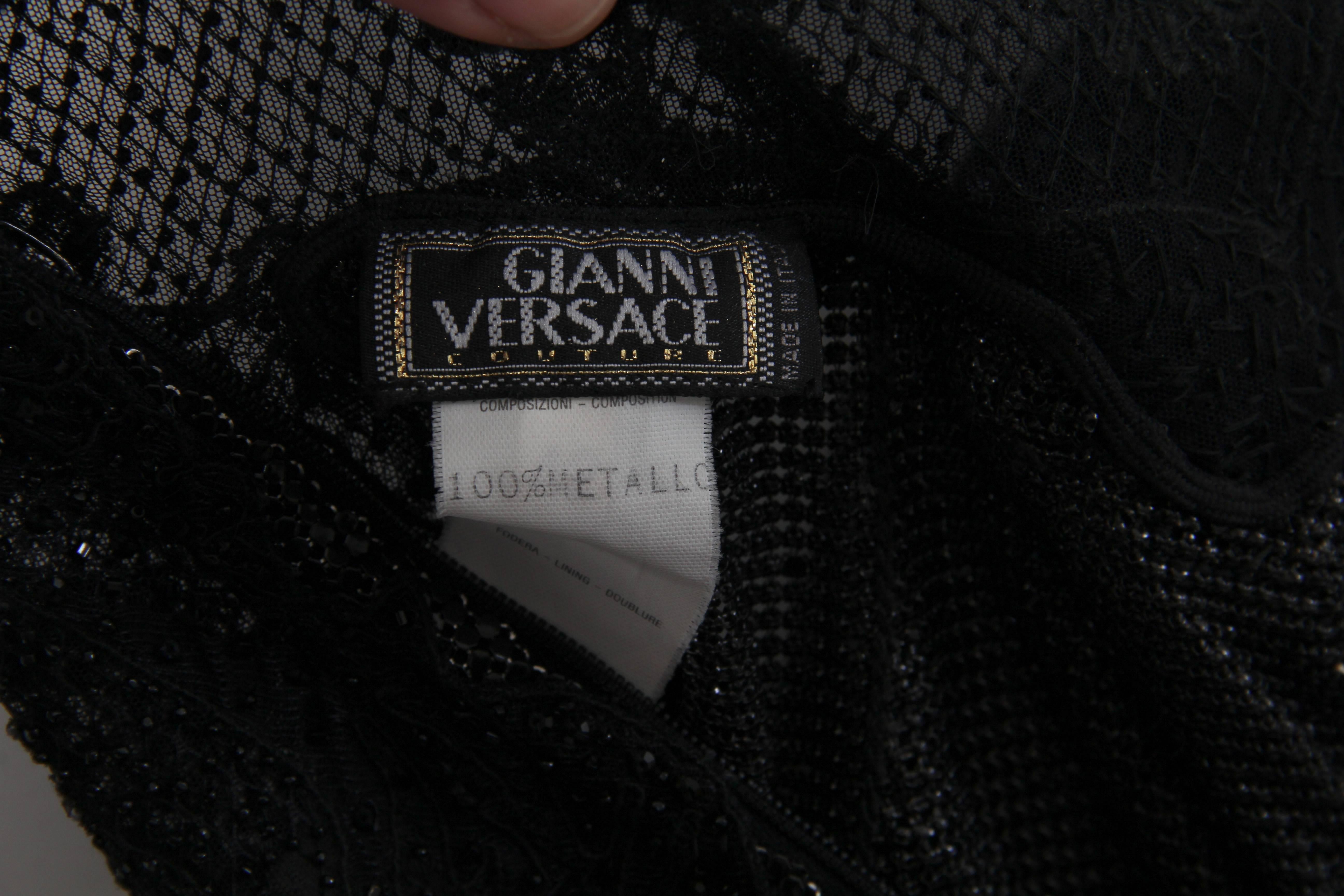 Gianni Versace Couture Metal Mesh and Lace Jumpsuit with Crystals 3