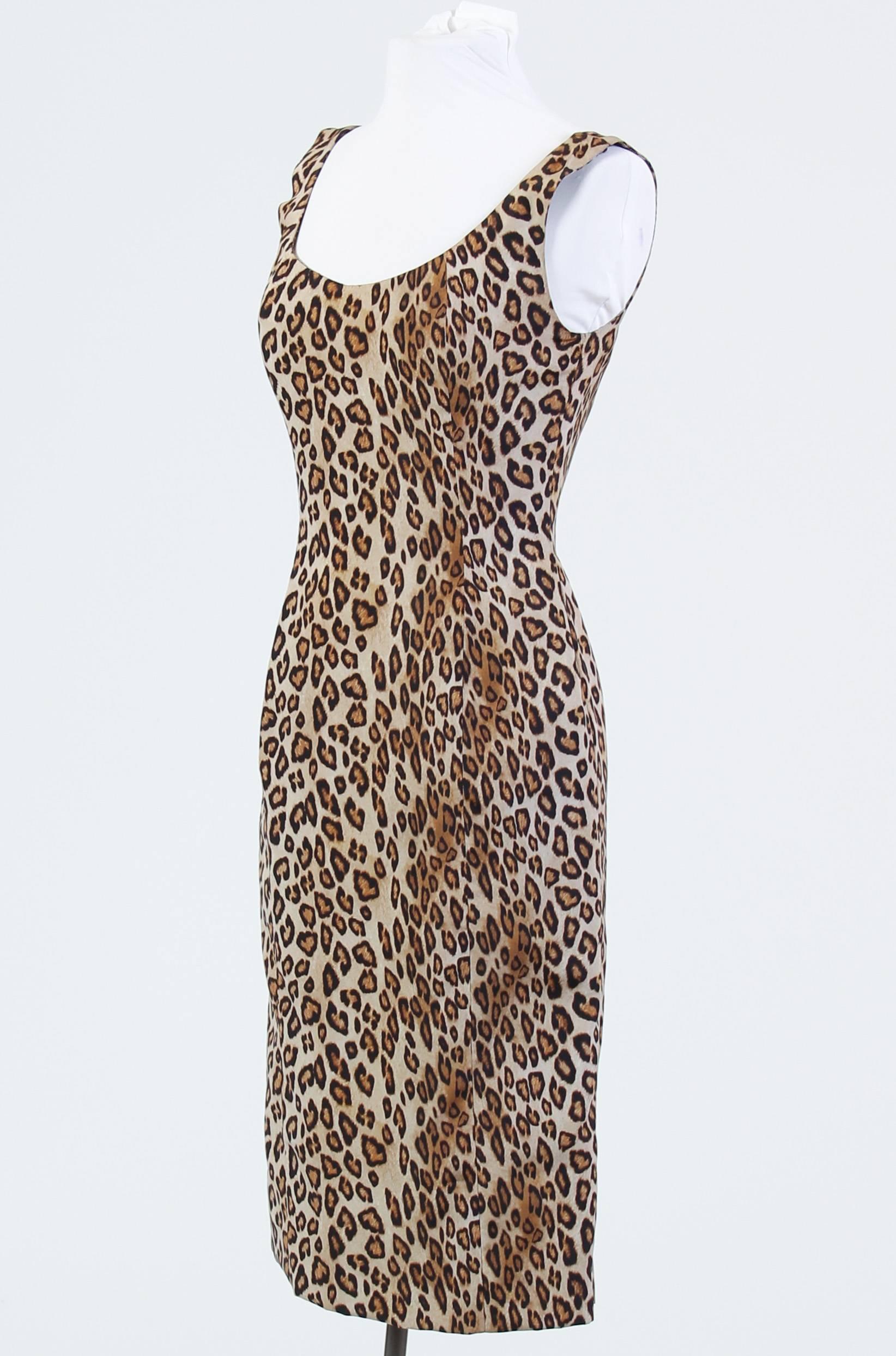 Alexander McQueen Leopard Silk Dress In Excellent Condition In New York, NY