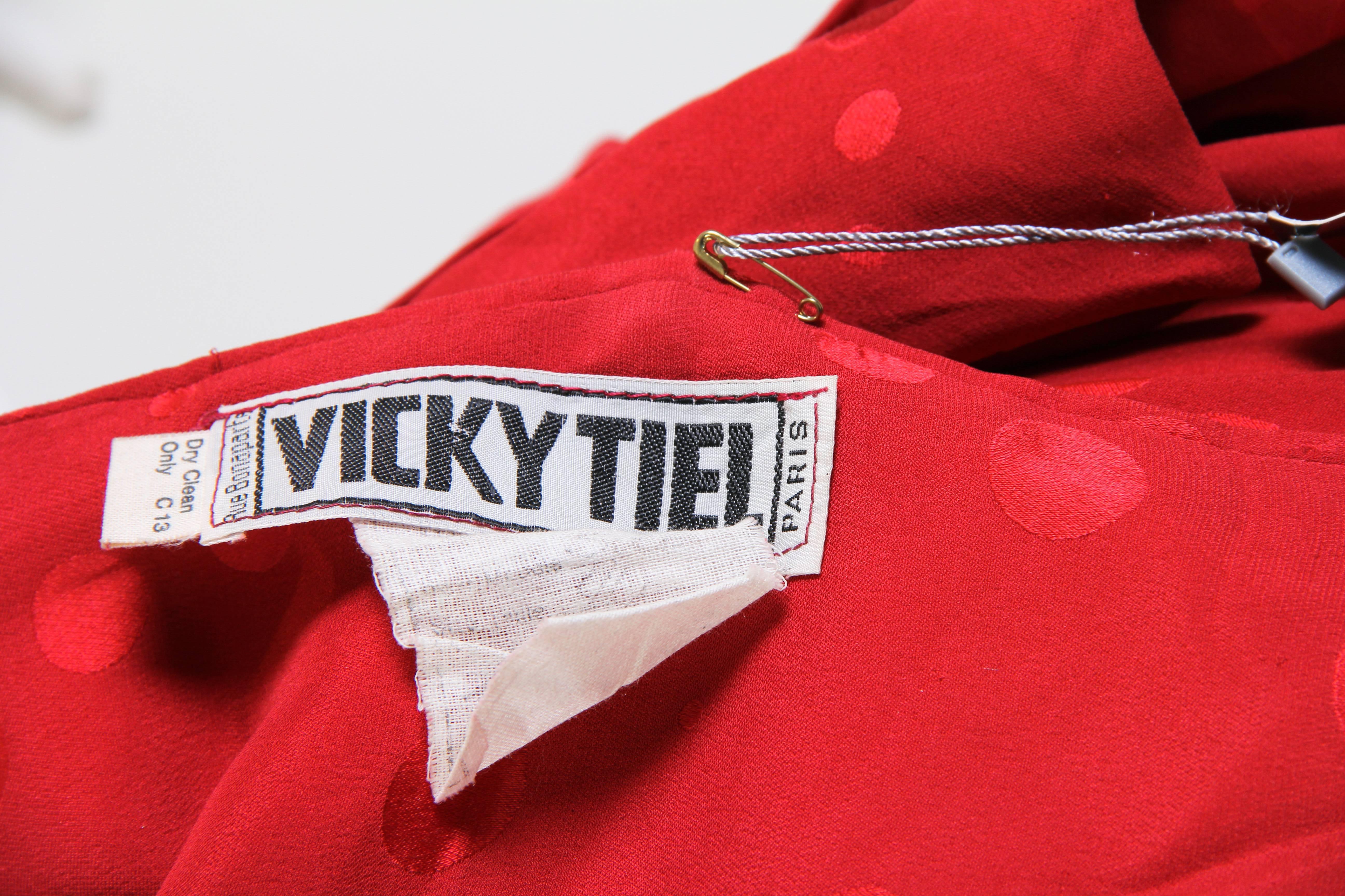 1970s Vicky Tiel Red Dress with Slit 6